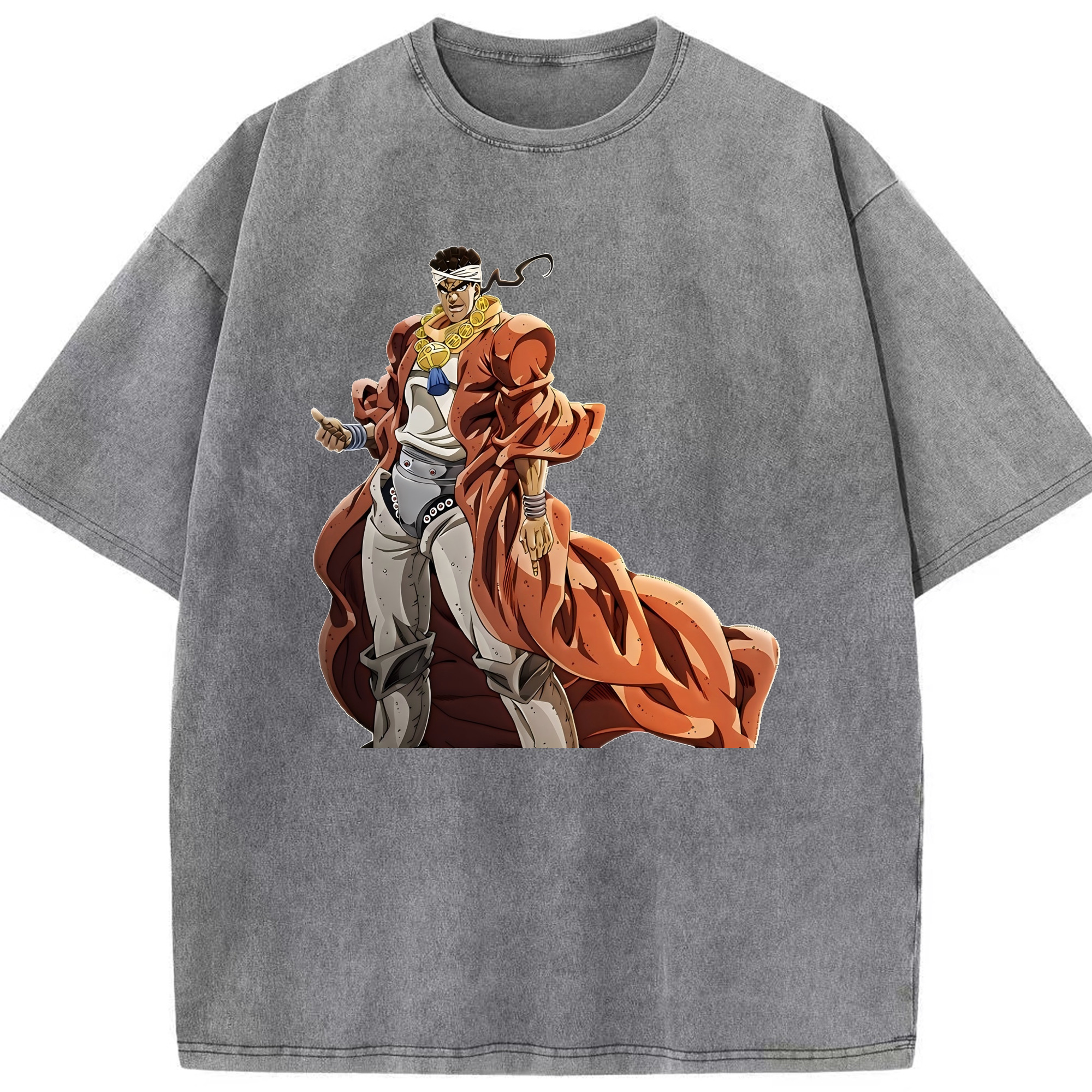 （画像用） ジョジョの奇妙な冒険 ムハンマド?アブドゥル JoJo's Bizarre Adventure Muhammad Avdol 綿100% ヴィンテージ風 半袖Tシャツ（フロントプリント）