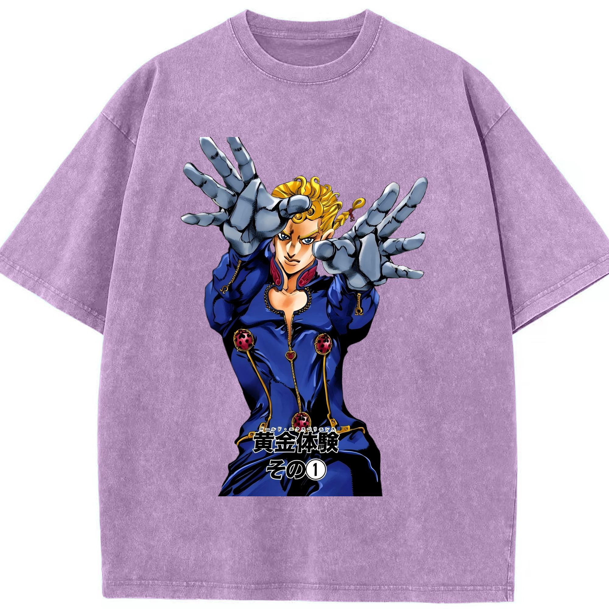 （画像用） ジョジョの奇妙な冒険 ジョルノ?ジョバァーナ JoJo's Bizarre Adventure Giorno Giovanna 綿100% ヴィンテージ風 半袖Tシャツ（フロントプリント）