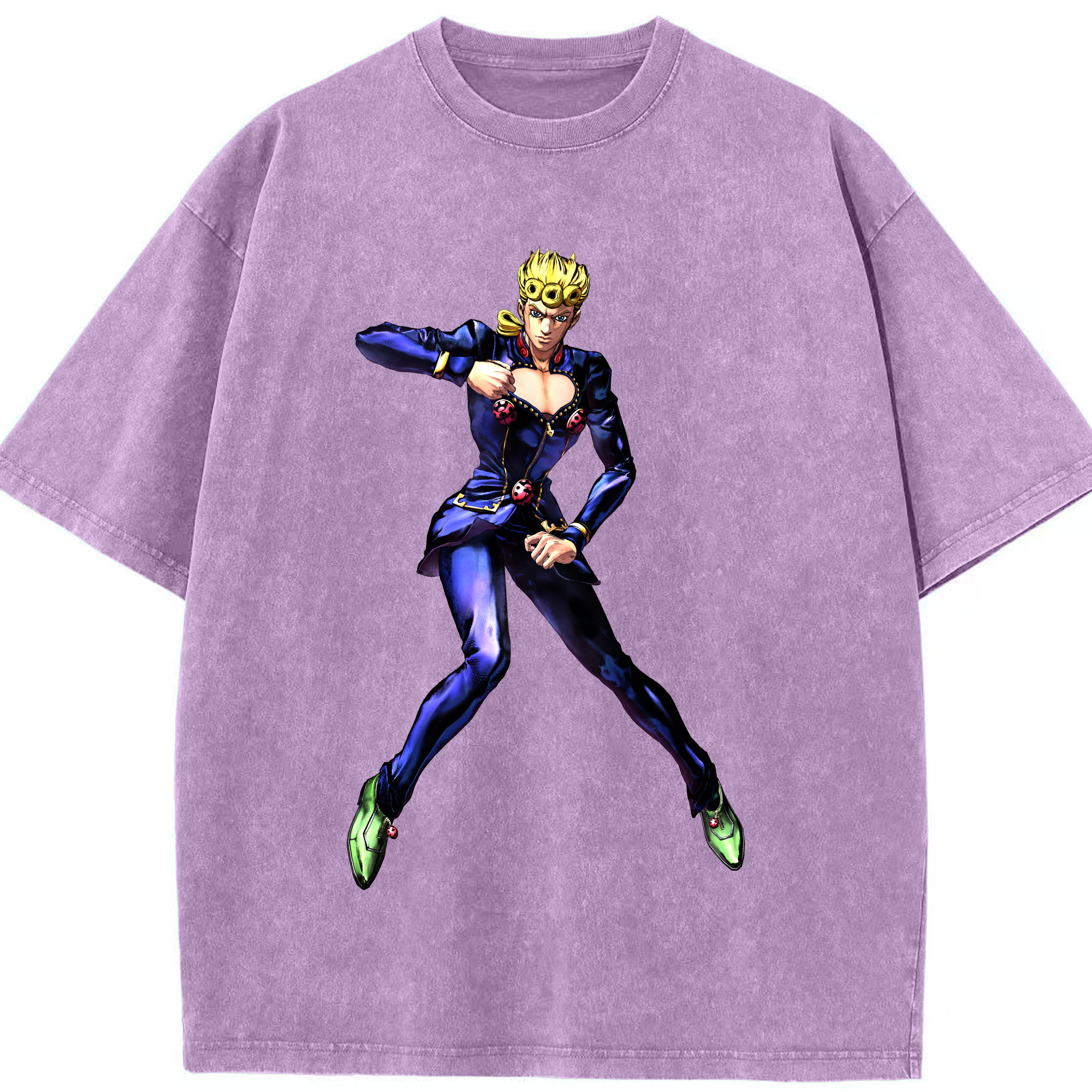 （画像用） ジョジョの奇妙な冒険 ジョルノ?ジョバァーナ JoJo's Bizarre Adventure Giorno Giovanna 綿100% ヴィンテージ風 半袖Tシャツ（フロントプリント）