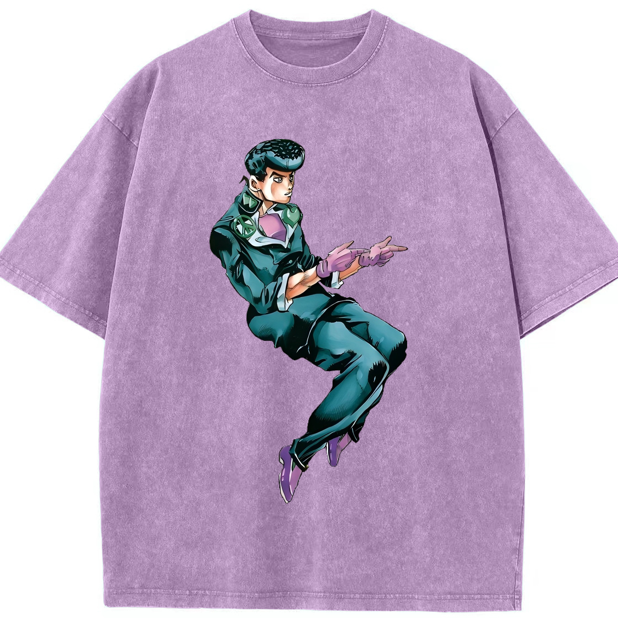 （画像用） ジョジョの奇妙な冒険 ひがしかた じょうすけ JoJo's Bizarre Adventure Higashikata Josuke 綿100% ヴィンテージ風 半袖Tシャツ（フロントプリント）
