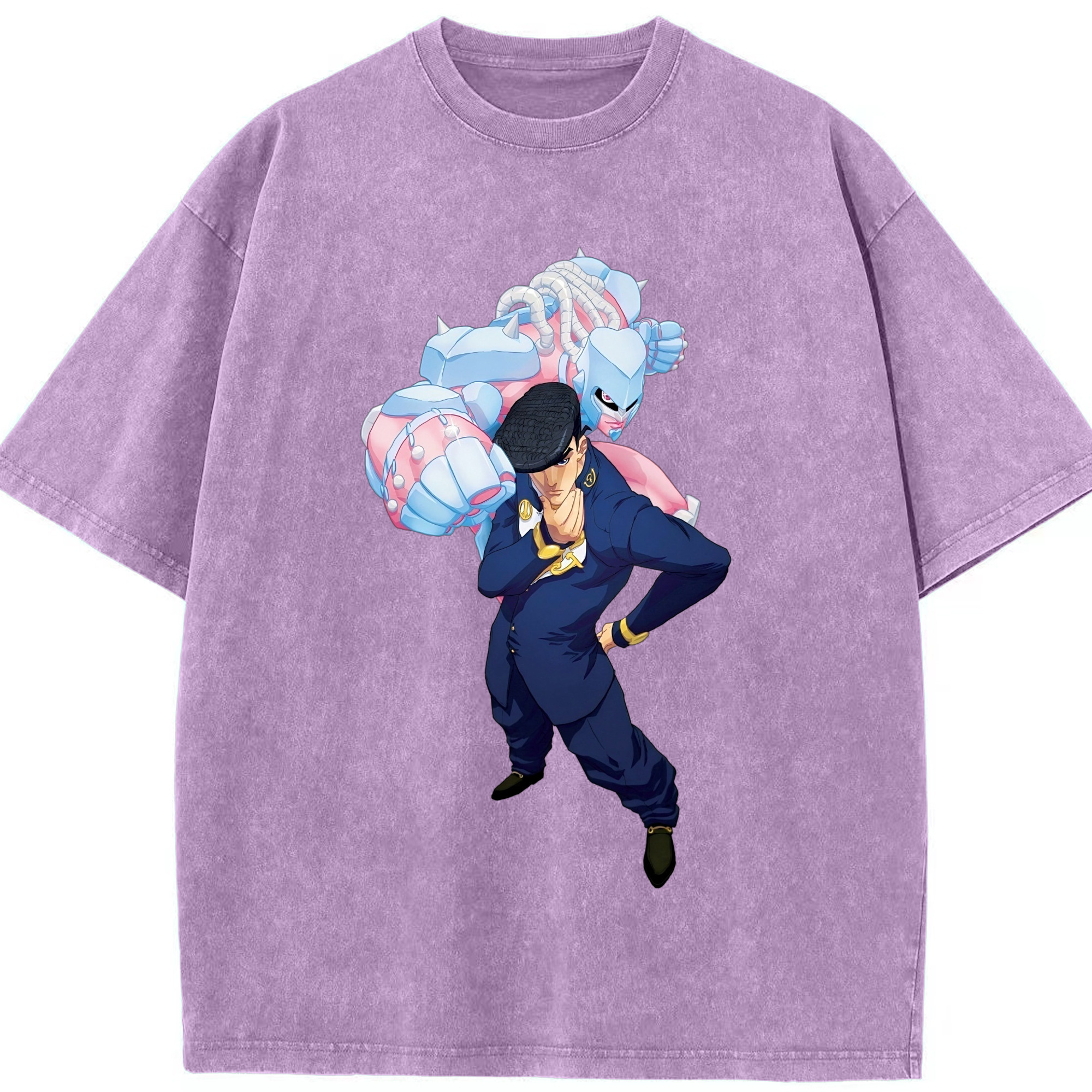 （画像用） ジョジョの奇妙な冒険 ひがしかた じょうすけ JoJo's Bizarre Adventure Higashikata Josuke 綿100% ヴィンテージ風 半袖Tシャツ（フロントプリント）