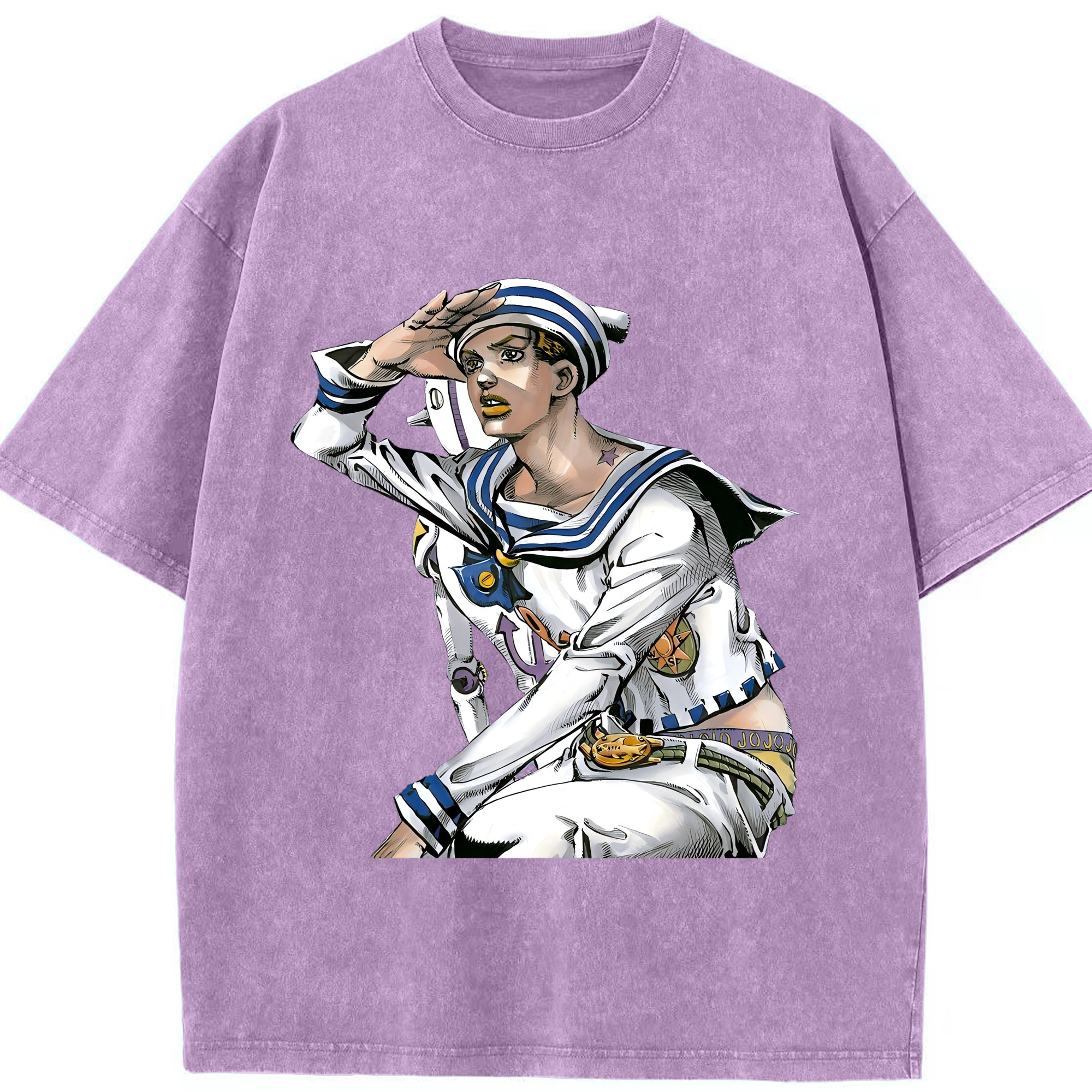 （画像用） ジョジョの奇妙な冒険 東方定助 JoJo's Bizarre Adventure Higashikata Josuke 綿100% ヴィンテージ風 半袖Tシャツ（フロントプリント）