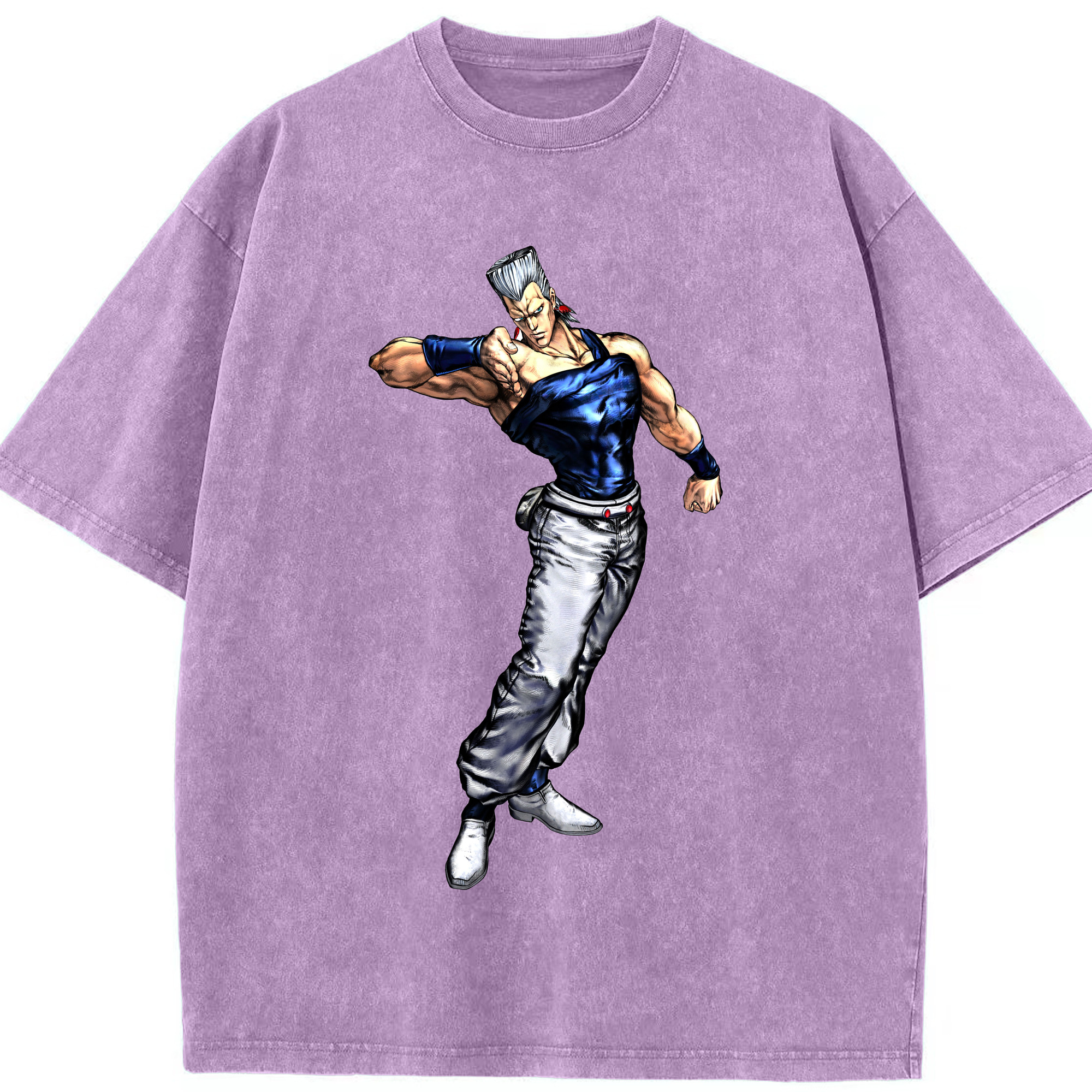 （画像用） ジョジョの奇妙な冒険 ジャン＝ピエール?ポルナレフ JoJo's Bizarre Adventure Jan Pierre Polnareff 綿100% ヴィンテージ風 半袖Tシャツ（フロントプリント）