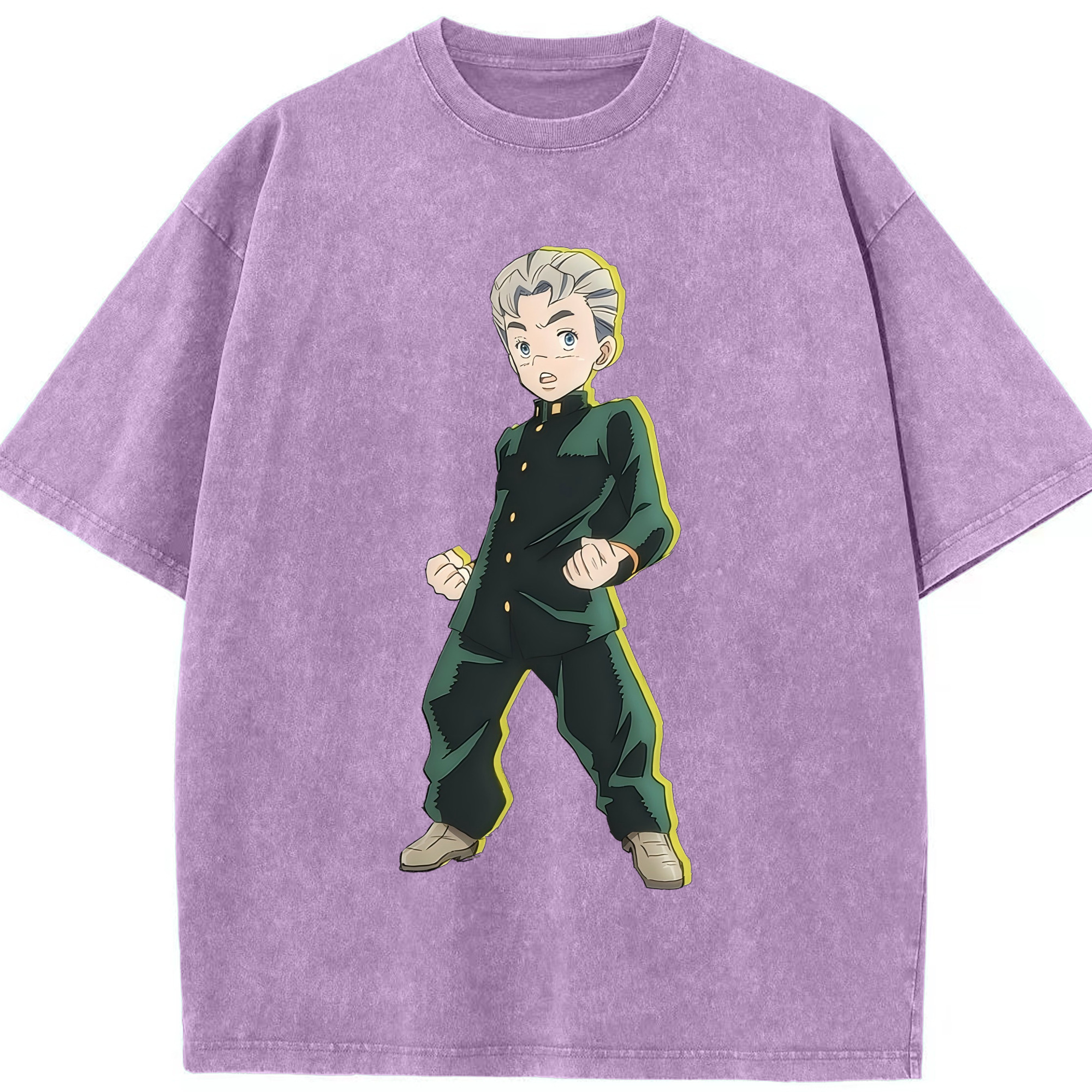 （画像用） ジョジョの奇妙な冒険 広瀨康一 JoJo's Bizarre Adventure Hirose Koichi 綿100% ヴィンテージ風 半袖Tシャツ（フロントプリント）
