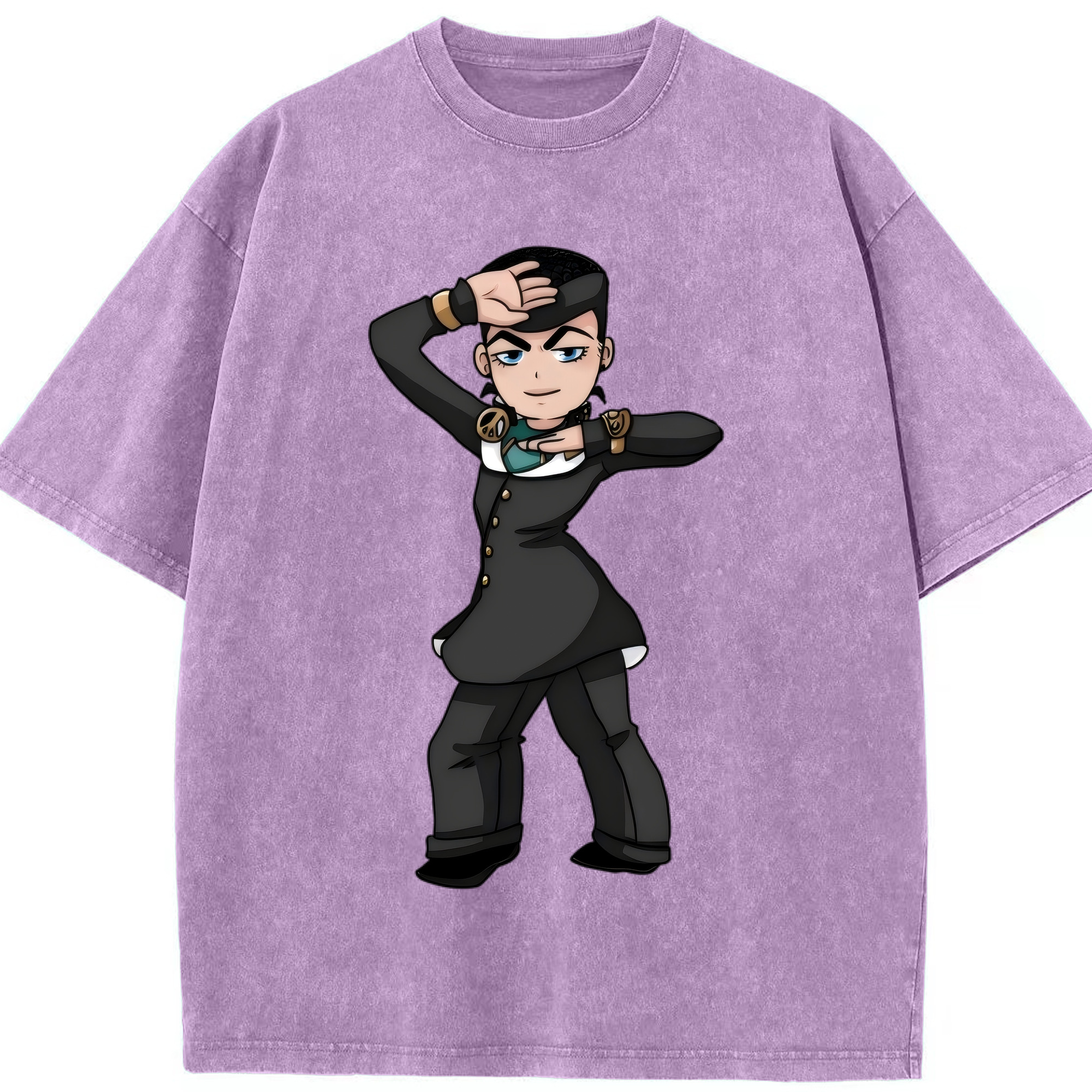 （画像用） ジョジョの奇妙な冒険 ひがしかた じょうすけ JoJo's Bizarre Adventure Higashikata Josuke 綿100% ヴィンテージ風 半袖Tシャツ（フロントプリント）