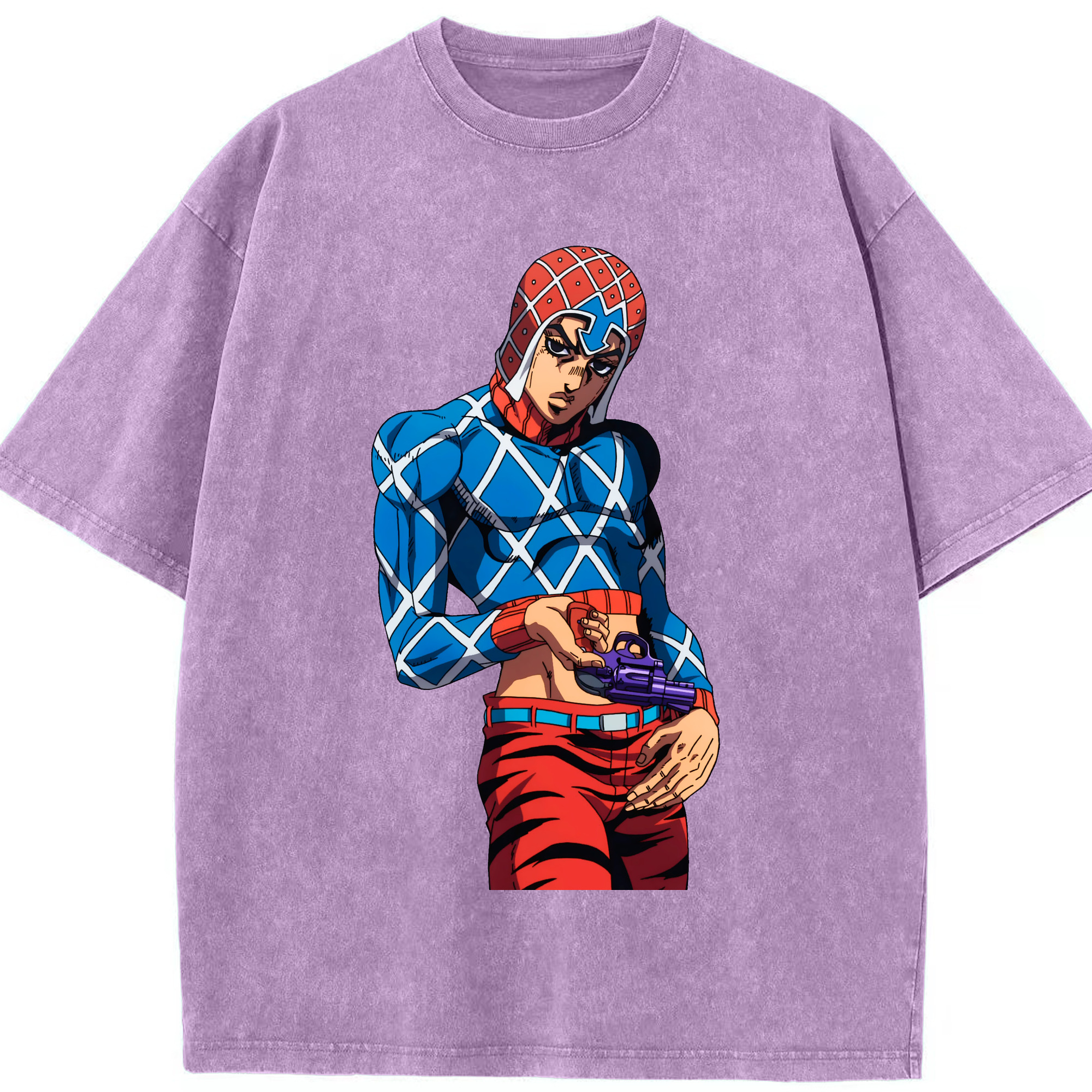 （画像用） ジョジョの奇妙な冒険 グイード?ミスタ JoJo's Bizarre Adventure Guido Mista 綿100% ヴィンテージ風 半袖Tシャツ（フロントプリント）