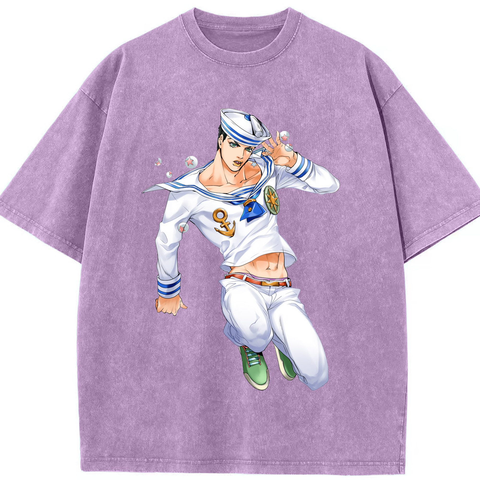 （画像用） ジョジョの奇妙な冒険 東方定助 JoJo's Bizarre Adventure Higashikata Josuke 綿100% ヴィンテージ風 半袖Tシャツ（フロントプリント）