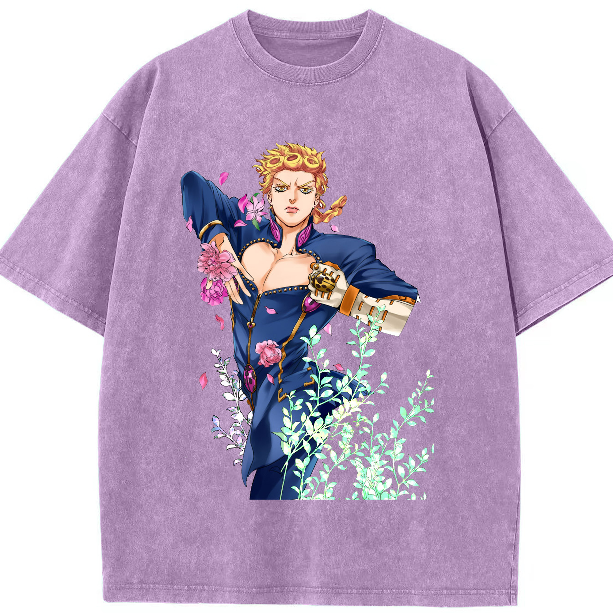 （画像用） ジョジョの奇妙な冒険 ジョルノ?ジョバァーナ JoJo's Bizarre Adventure Giorno Giovanna 綿100% ヴィンテージ風 半袖Tシャツ（フロントプリント）