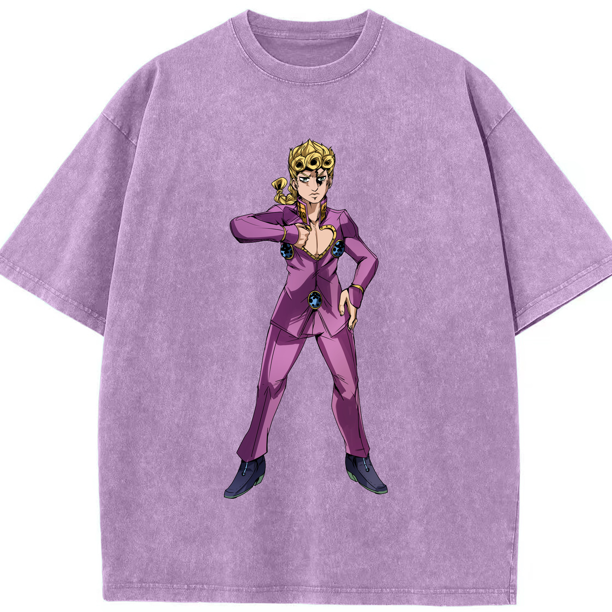 （画像用） ジョジョの奇妙な冒険 ジョルノ?ジョバァーナ JoJo's Bizarre Adventure Giorno Giovanna 綿100% ヴィンテージ風 半袖Tシャツ（フロントプリント）