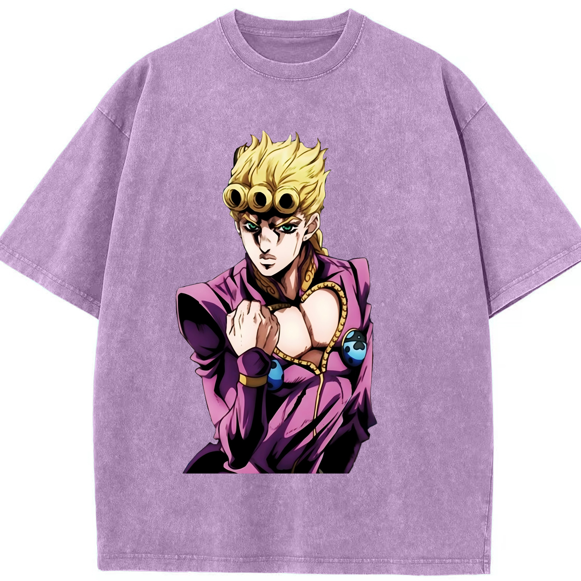 （画像用） ジョジョの奇妙な冒険 ジョルノ?ジョバァーナ JoJo's Bizarre Adventure Giorno Giovanna 綿100% ヴィンテージ風 半袖Tシャツ（フロントプリント）
