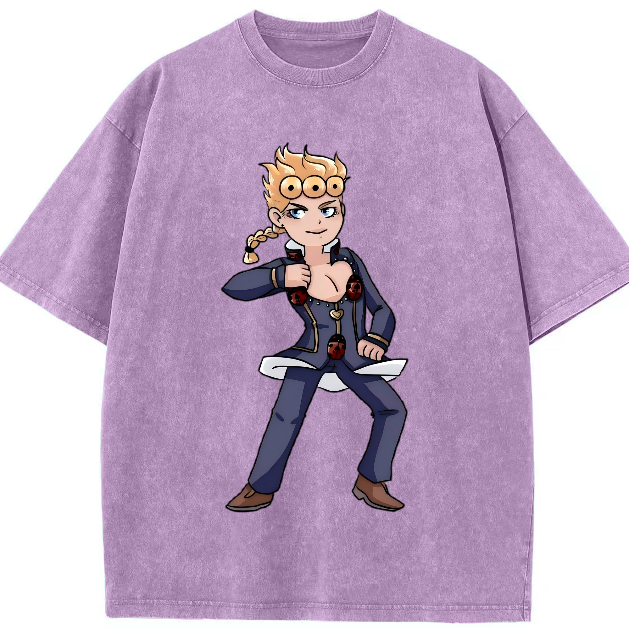 （画像用） ジョジョの奇妙な冒険 ジョルノ?ジョバァーナ JoJo's Bizarre Adventure Giorno Giovanna 綿100% ヴィンテージ風 半袖Tシャツ（フロントプリント）