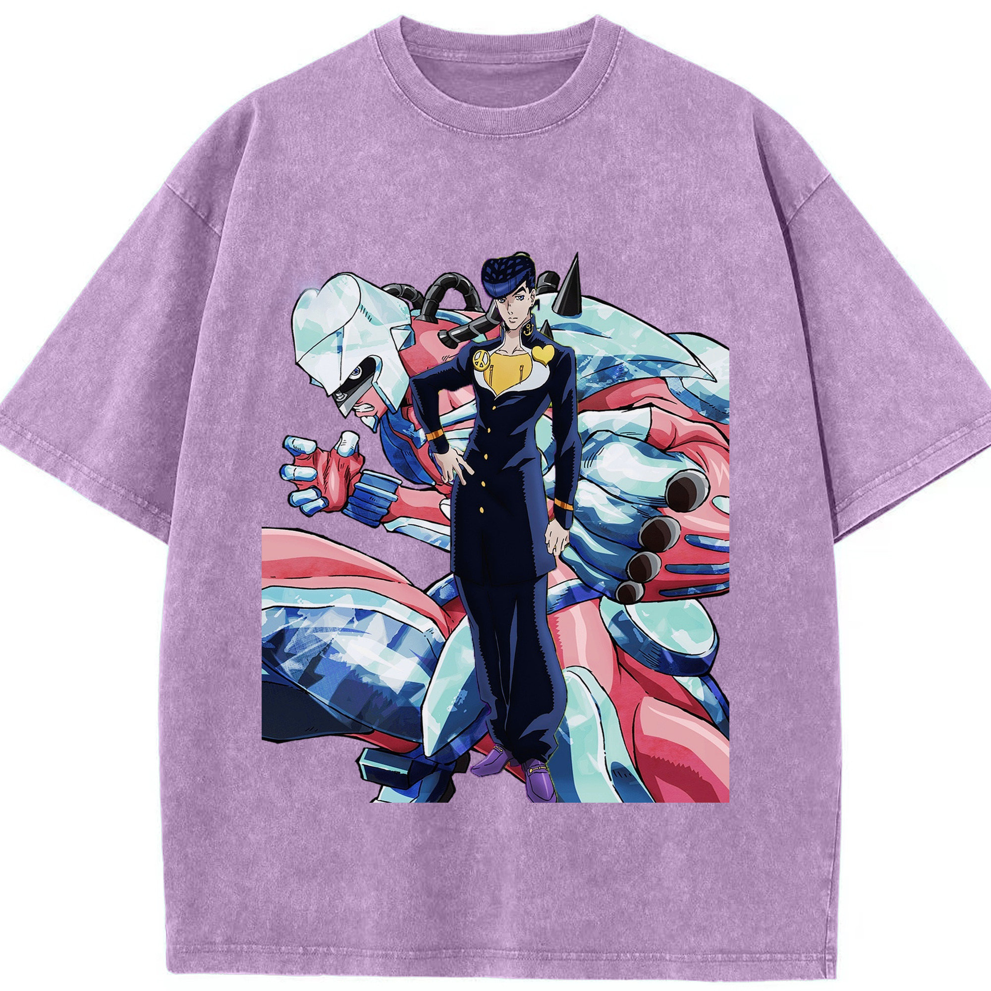 （画像用） ジョジョの奇妙な冒険 ひがしかた じょうすけ JoJo's Bizarre Adventure Higashikata Josuke 綿100% ヴィンテージ風 半袖Tシャツ（フロントプリント）
