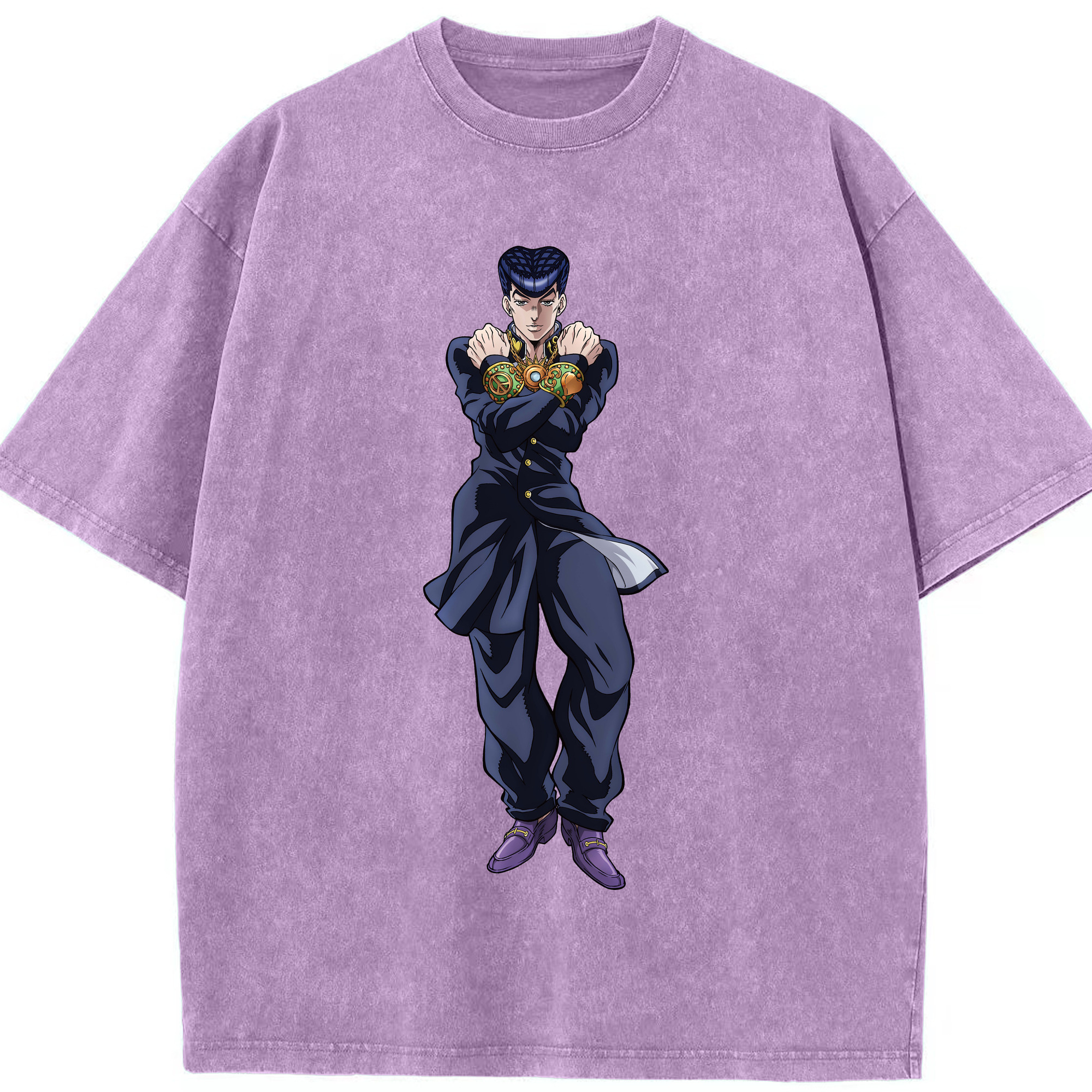 （画像用） ジョジョの奇妙な冒険 ひがしかた じょうすけ JoJo's Bizarre Adventure Higashikata Josuke 綿100% ヴィンテージ風 半袖Tシャツ（フロントプリント）