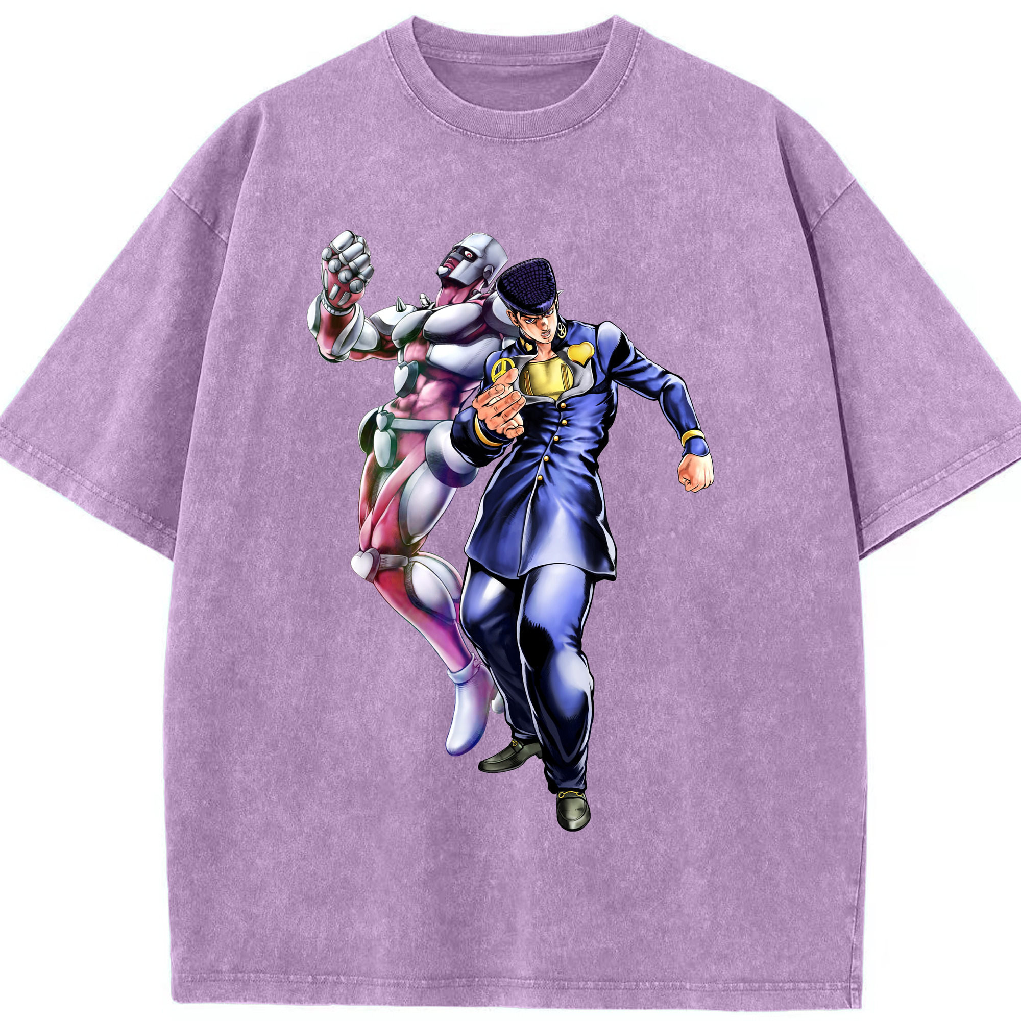（画像用） ジョジョの奇妙な冒険 ひがしかた じょうすけ JoJo's Bizarre Adventure Higashikata Josuke 綿100% ヴィンテージ風 半袖Tシャツ（フロントプリント）