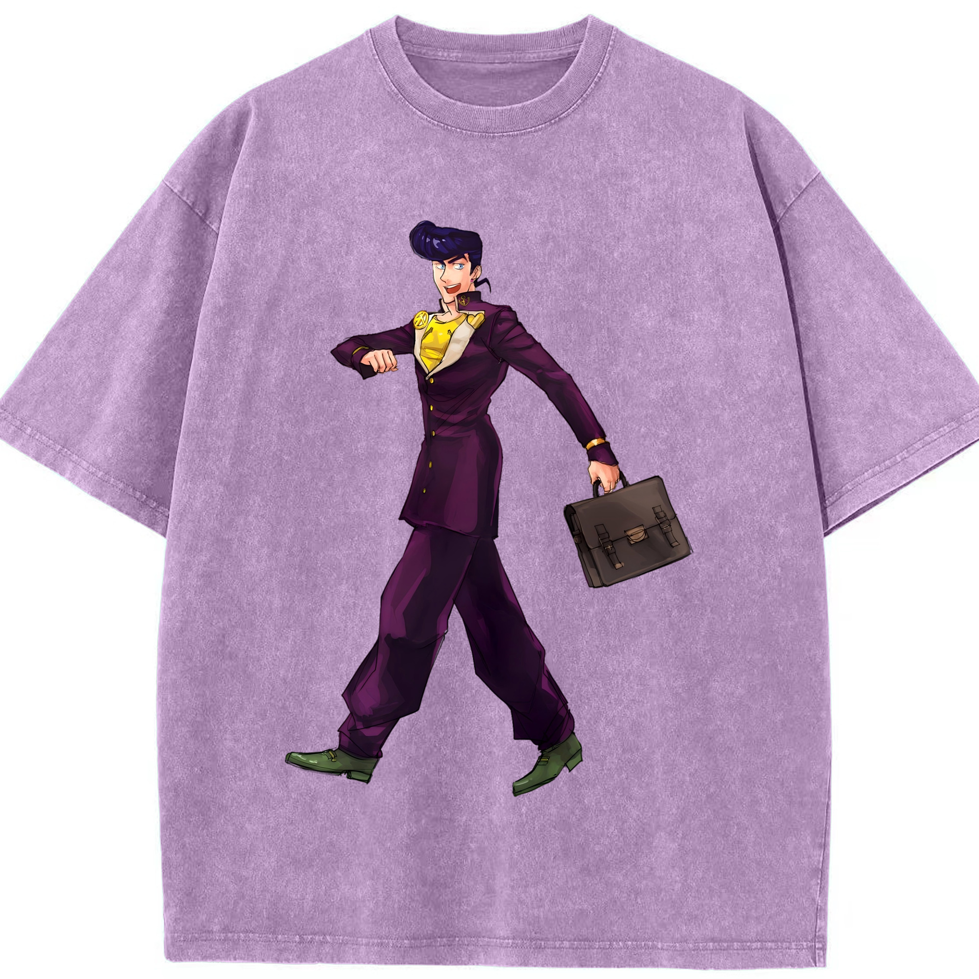 （画像用） ジョジョの奇妙な冒険 ひがしかた じょうすけ JoJo's Bizarre Adventure Higashikata Josuke 綿100% ヴィンテージ風 半袖Tシャツ（フロントプリント）
