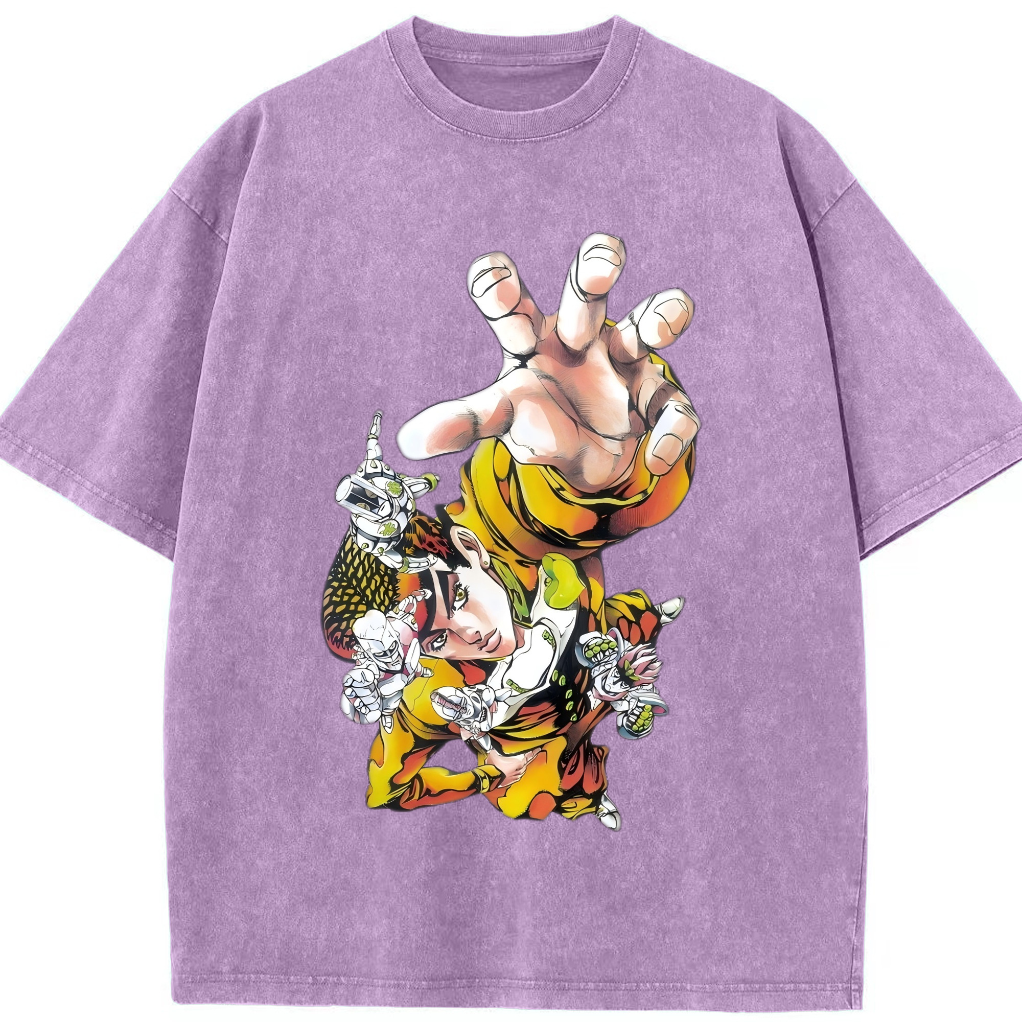 （画像用） ジョジョの奇妙な冒険 ひがしかた じょうすけ JoJo's Bizarre Adventure Higashikata Josuke 綿100% ヴィンテージ風 半袖Tシャツ（フロントプリント）