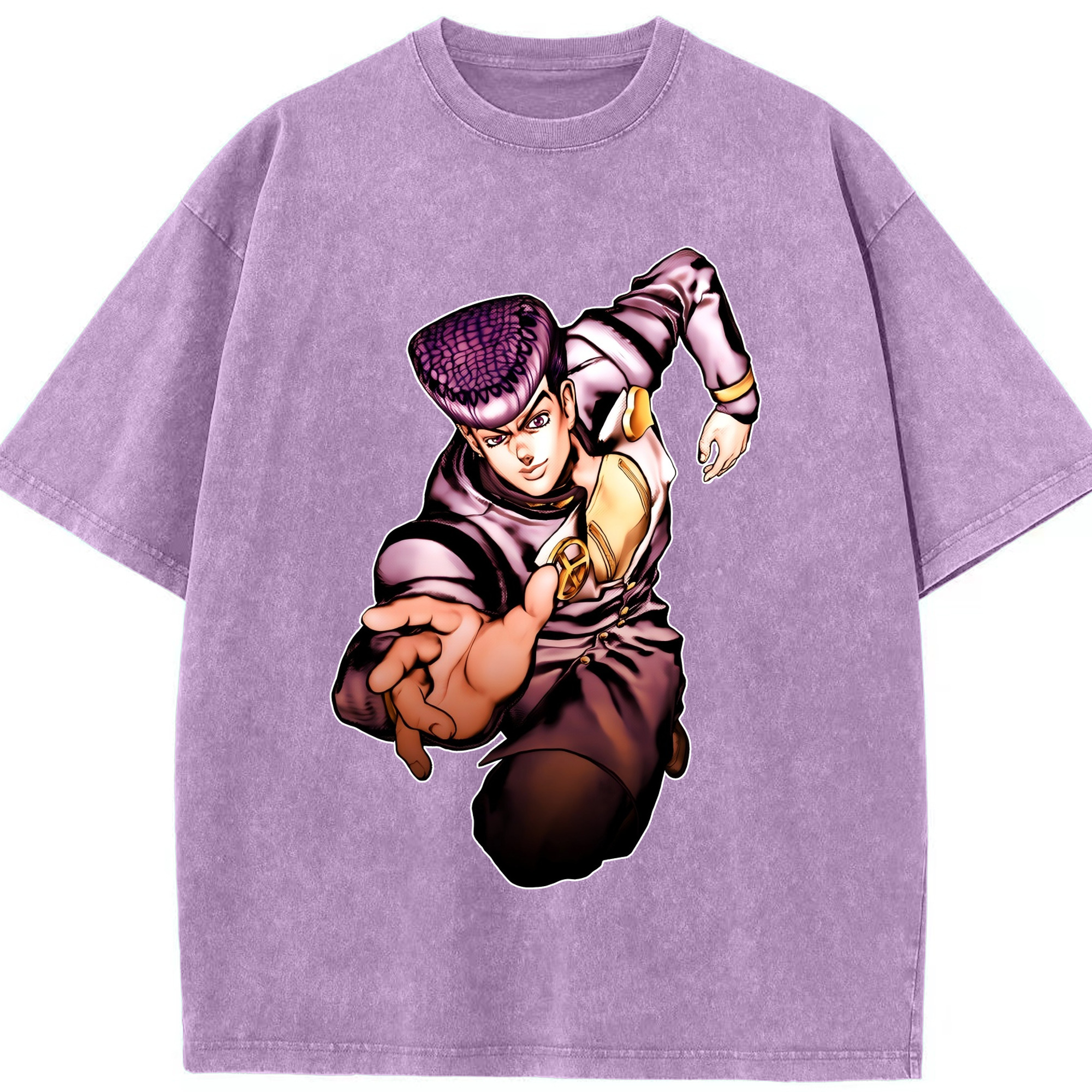 （画像用） ジョジョの奇妙な冒険 ひがしかた じょうすけ JoJo's Bizarre Adventure Higashikata Josuke 綿100% ヴィンテージ風 半袖Tシャツ（フロントプリント）