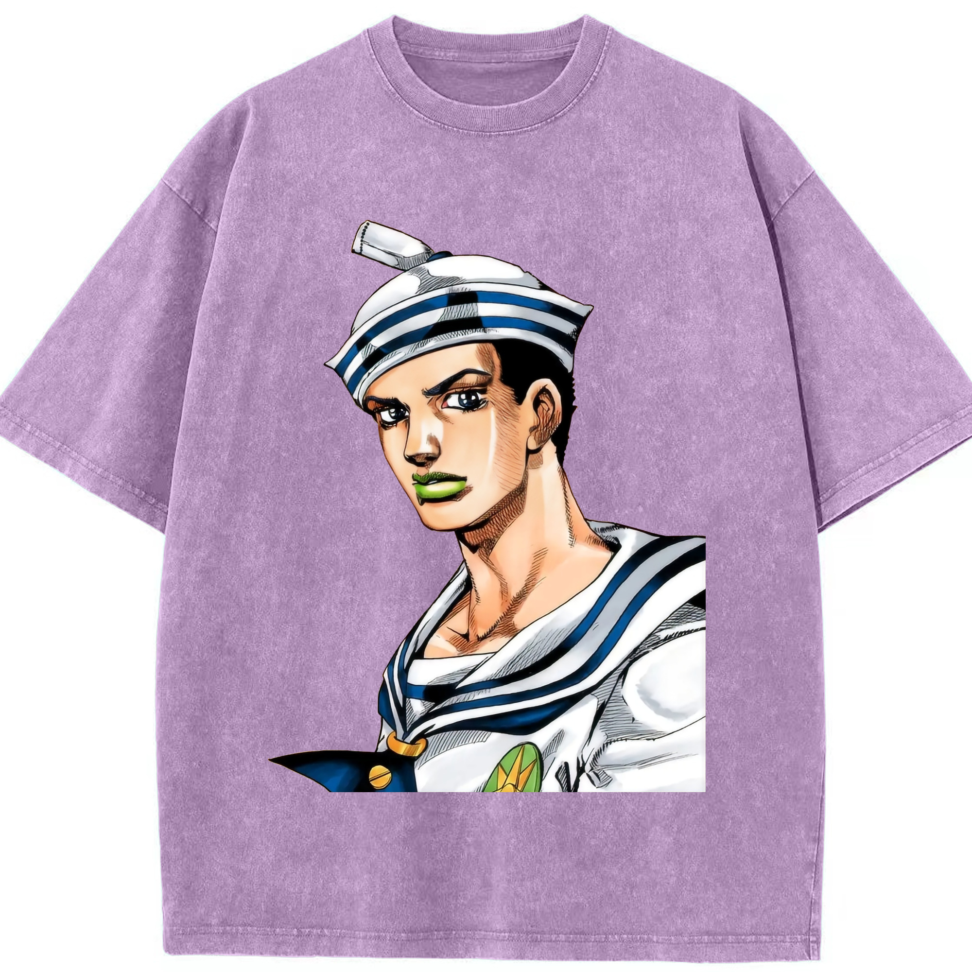 （画像用） ジョジョの奇妙な冒険 東方定助 JoJo's Bizarre Adventure Higashikata Josuke 綿100% ヴィンテージ風 半袖Tシャツ（フロントプリント）