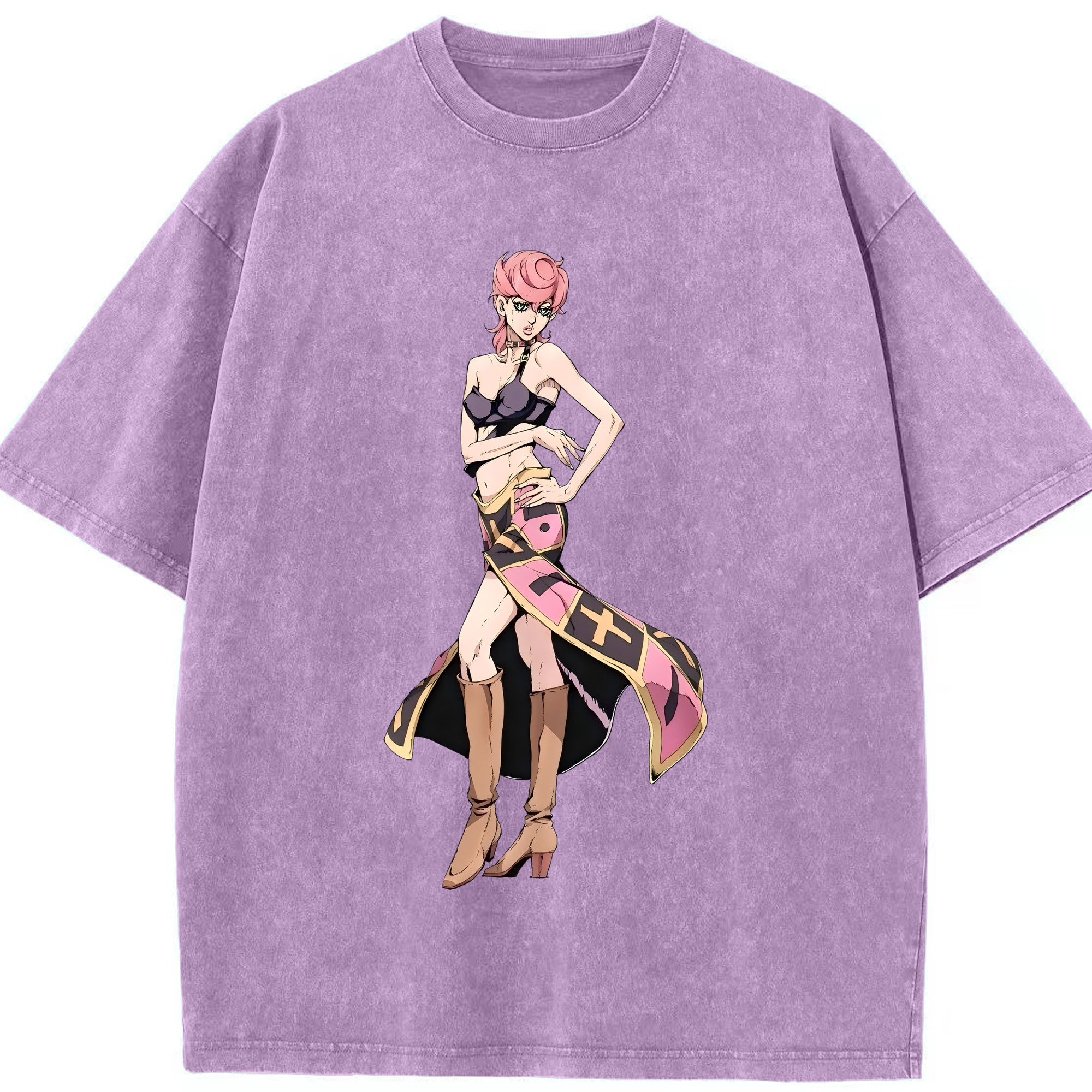 （画像用） ジョジョの奇妙な冒険 トリッシュ?ウナ JoJo's Bizarre Adventure Trish Una 綿100% ヴィンテージ風 半袖Tシャツ（フロントプリント）