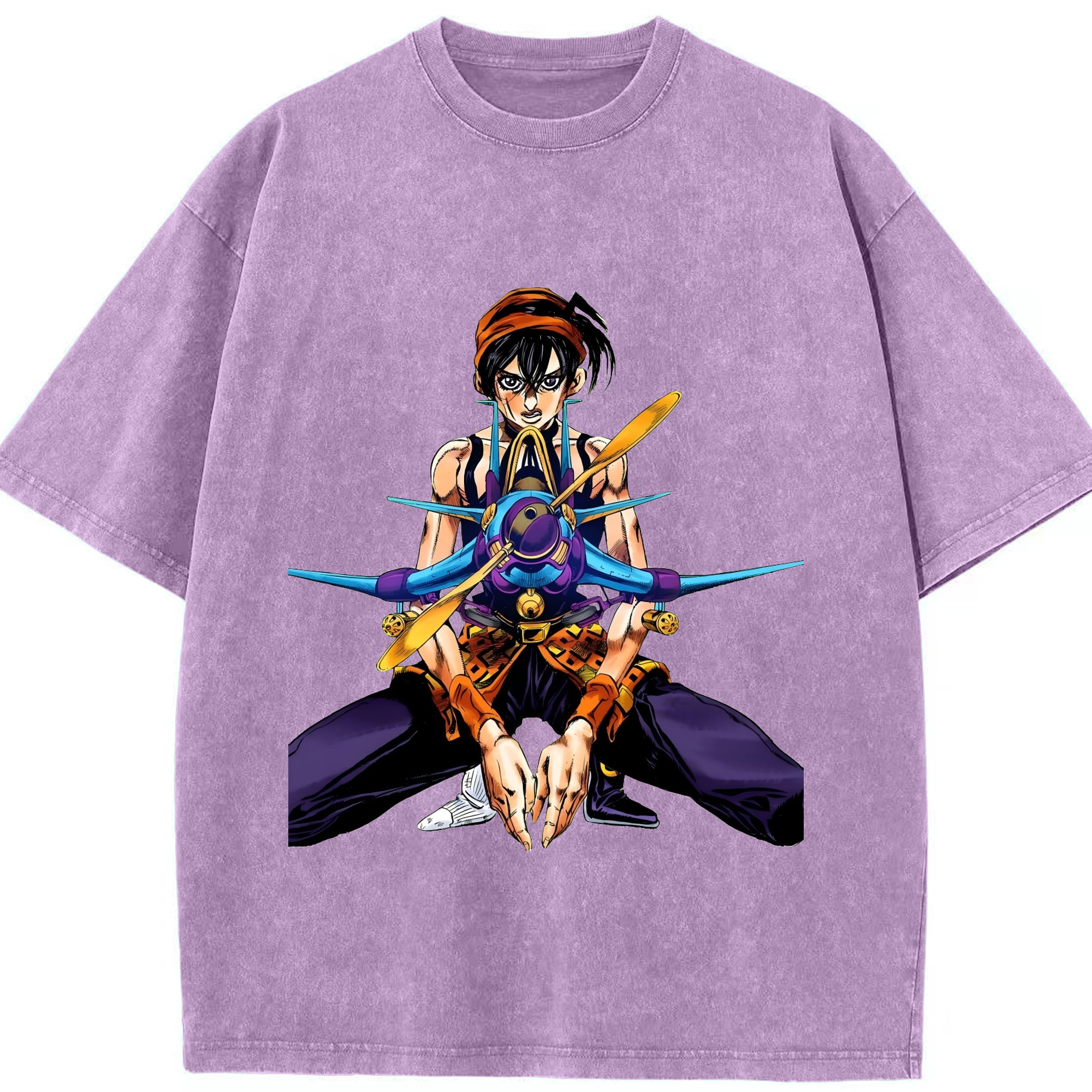 （画像用） ジョジョの奇妙な冒険 ナランチャ?ギルガ JoJo's Bizarre Adventure Narancia Ghirga 綿100% ヴィンテージ風 半袖Tシャツ（フロントプリント）