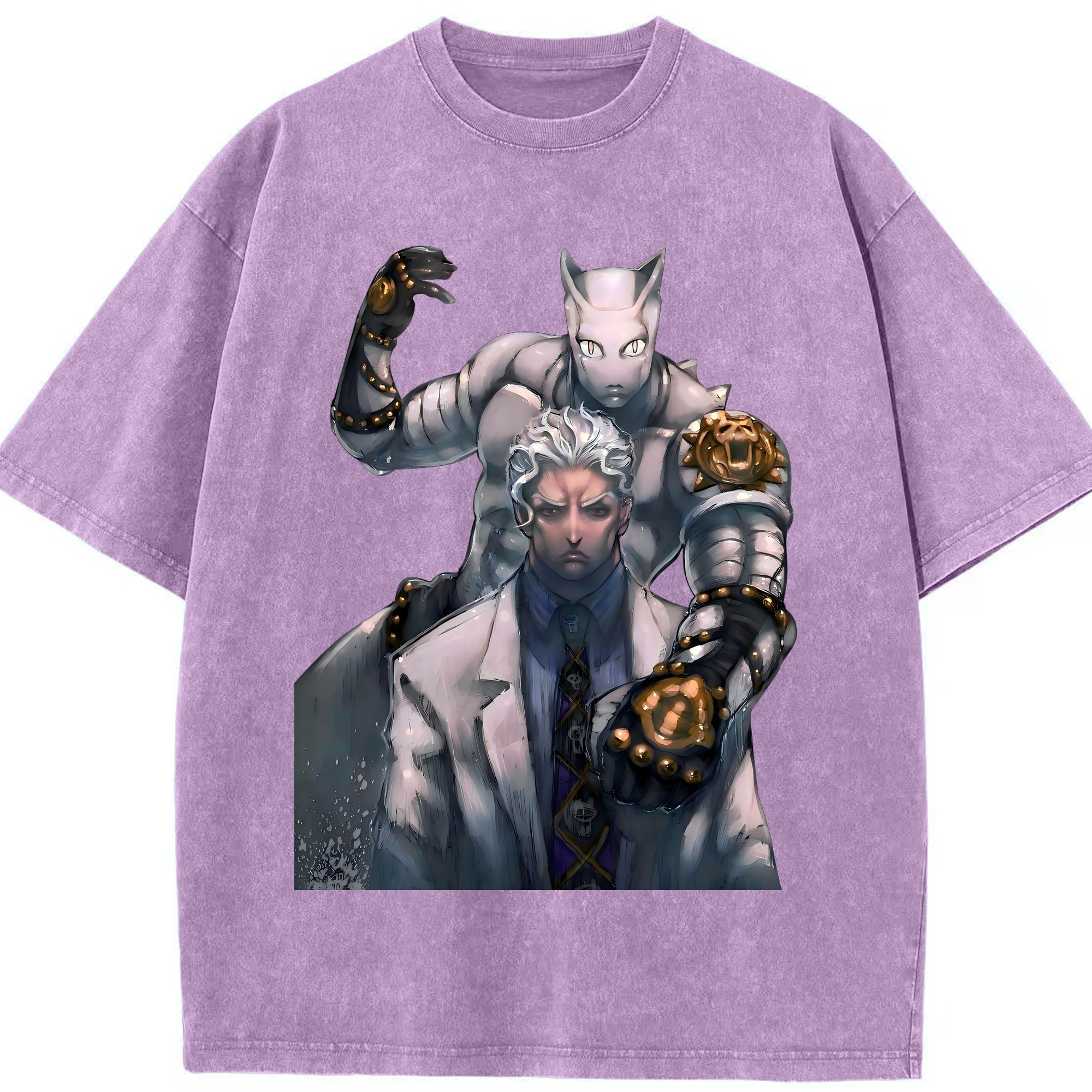 （画像用） ジョジョの奇妙な冒険 きら よしかげ JoJo's Bizarre Adventure Kira Yoshikage 綿100% ヴィンテージ風 半袖Tシャツ（フロントプリント）