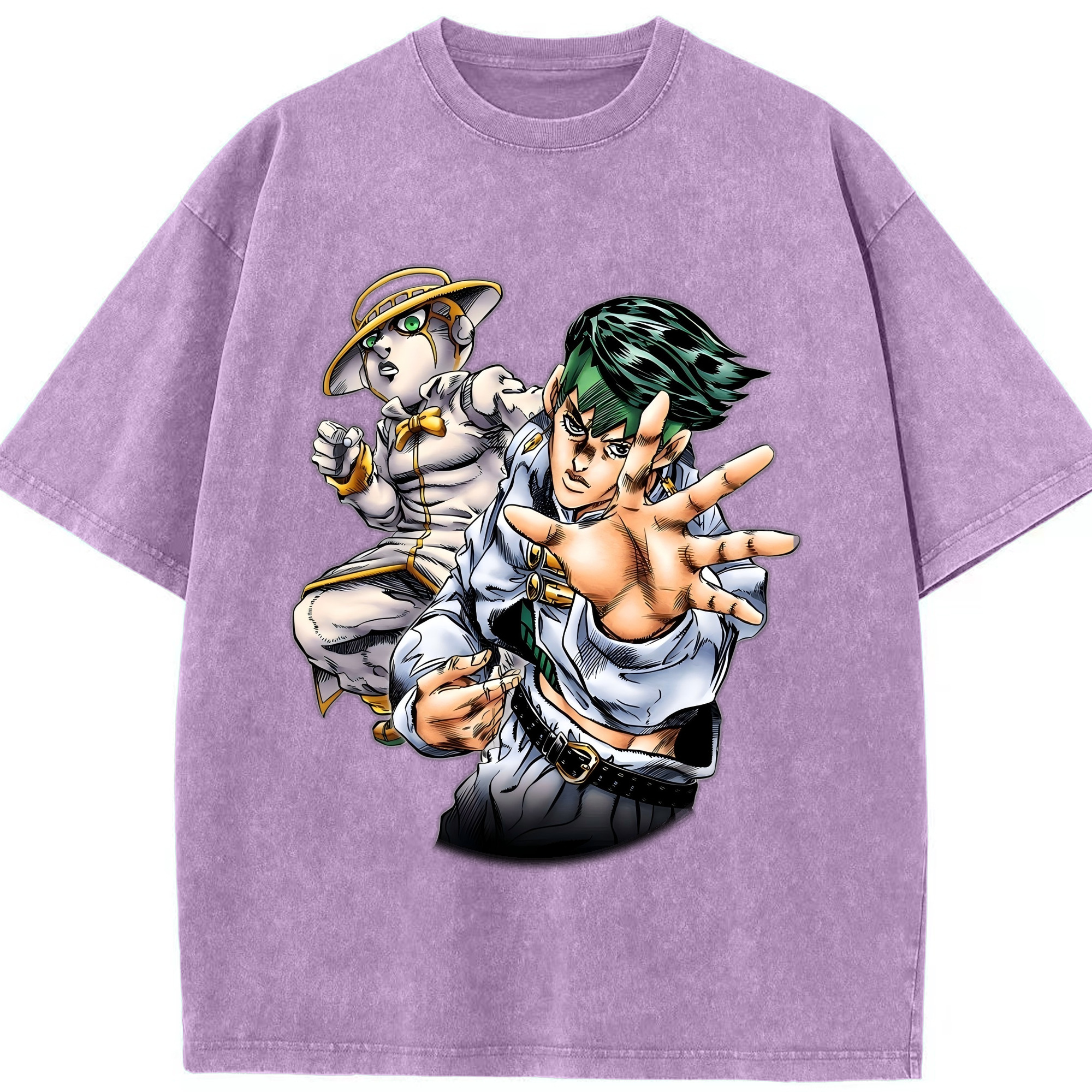 （画像用） ジョジョの奇妙な冒険 岸辺 露伴（きしべ ろはん） JoJo's Bizarre Adventure Rohan Kishibe 綿100% ヴィンテージ風 半袖Tシャツ（フロントプリント）