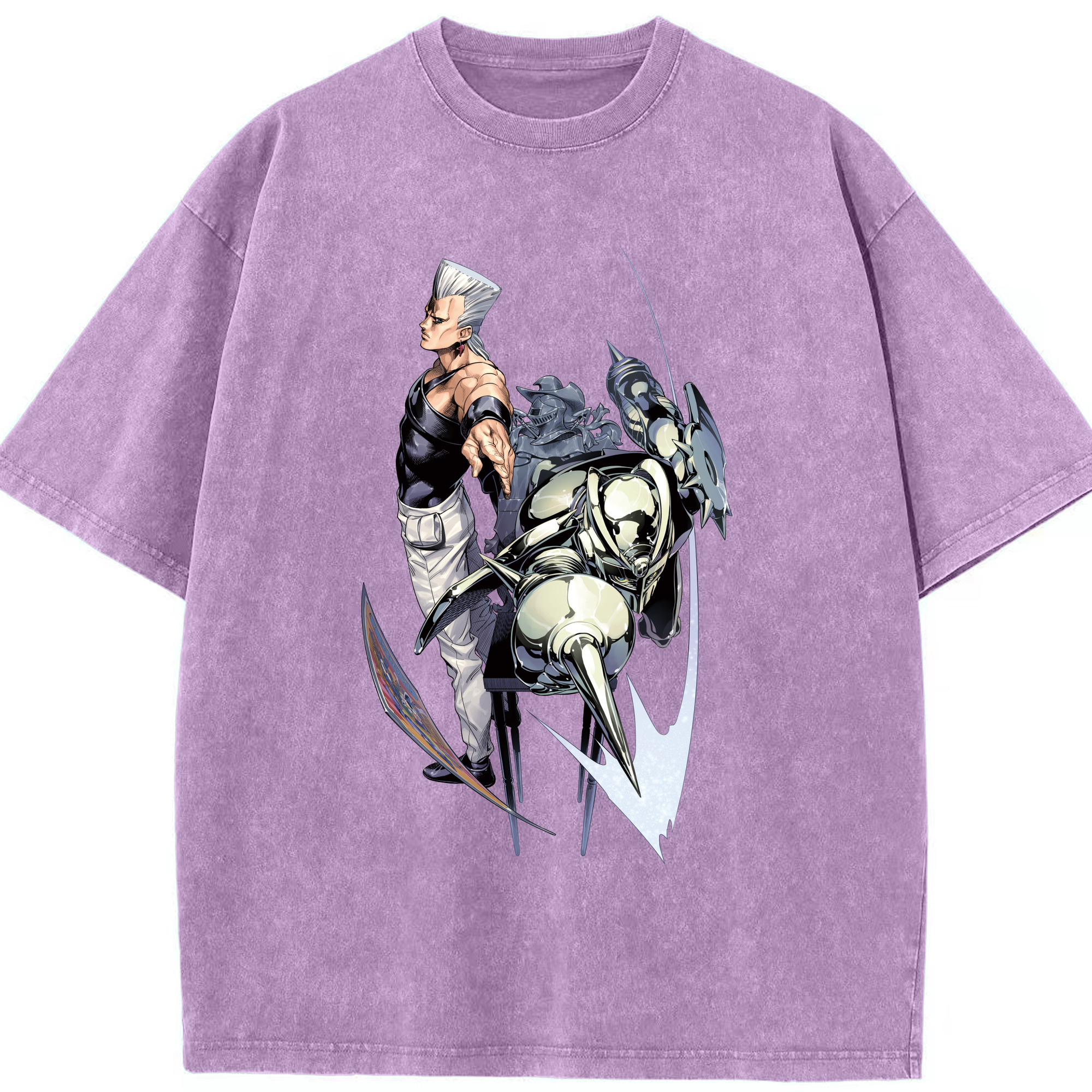 （画像用） ジョジョの奇妙な冒険 ジャン＝ピエール?ポルナレフ JoJo's Bizarre Adventure Jan Pierre Polnareff 綿100% ヴィンテージ風 半袖Tシャツ（フロントプリント）