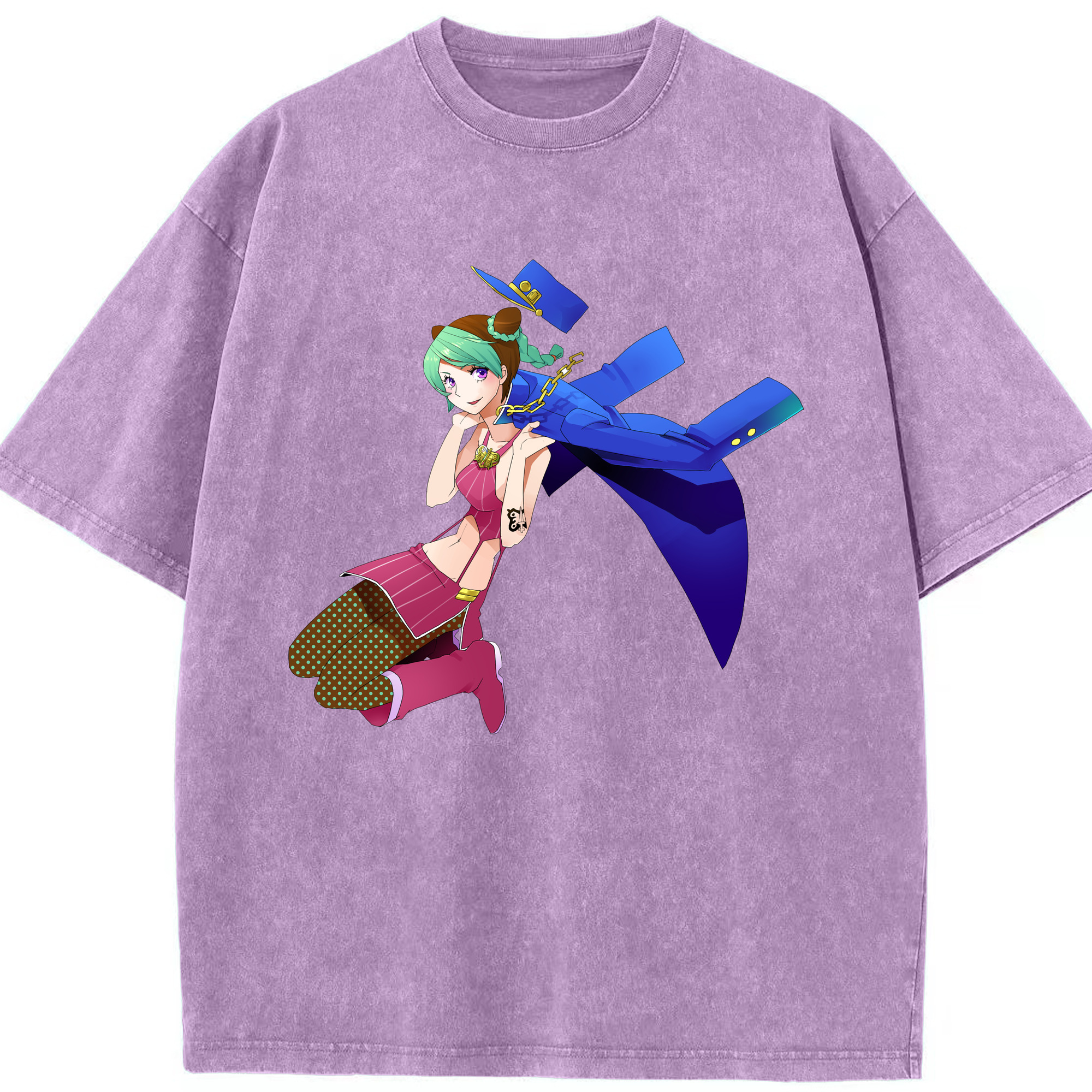 （画像用） "ジョジョの奇妙な冒険 くうじょう ジョリーン JoJo's Bizarre Adventure Jolyne Cujoh " 綿100% ヴィンテージ風 半袖Tシャツ（フロントプリント）