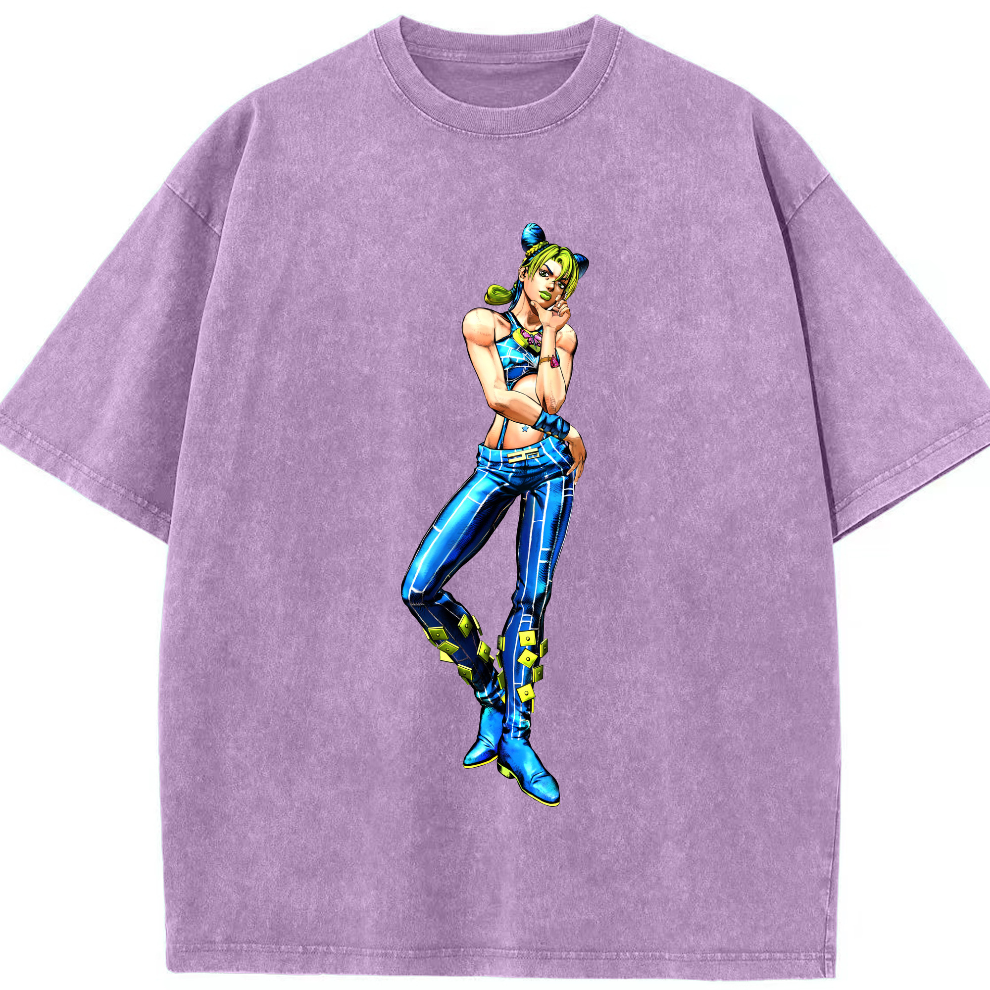 （画像用） "ジョジョの奇妙な冒険 くうじょう ジョリーン JoJo's Bizarre Adventure Jolyne Cujoh " 綿100% ヴィンテージ風 半袖Tシャツ（フロントプリント）
