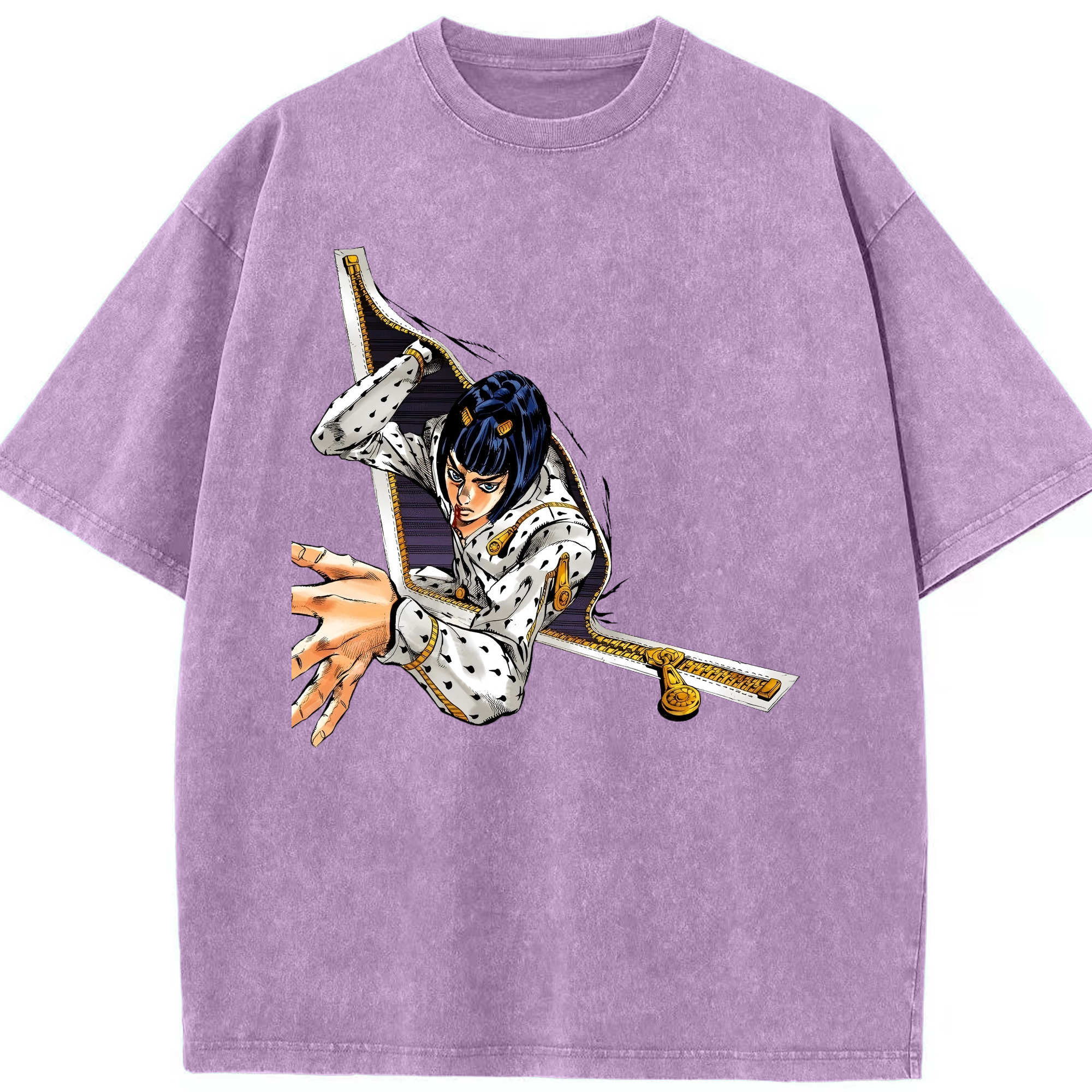 （画像用） ジョジョの奇妙な冒険 ブローノ?ブチャラティ JoJo's Bizarre Adventure Bruno Bucciarati 綿100% ヴィンテージ風 半袖Tシャツ（フロントプリント）