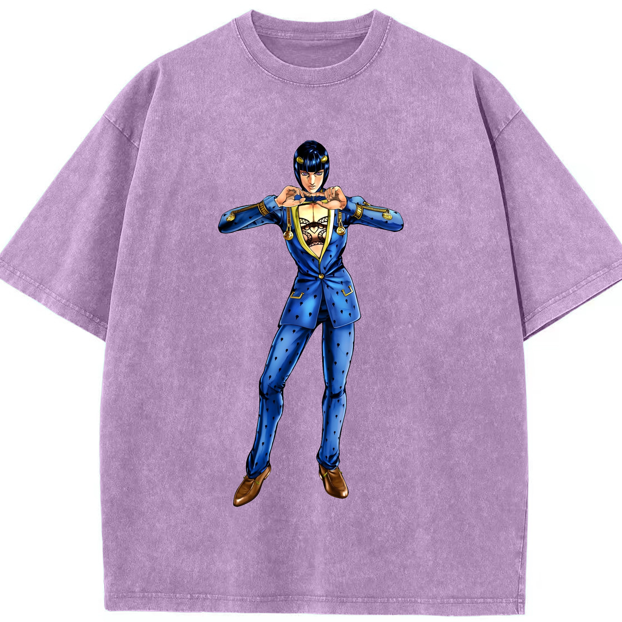 （画像用） ジョジョの奇妙な冒険 ブローノ?ブチャラティ JoJo's Bizarre Adventure Bruno Bucciarati 綿100% ヴィンテージ風 半袖Tシャツ（フロントプリント）