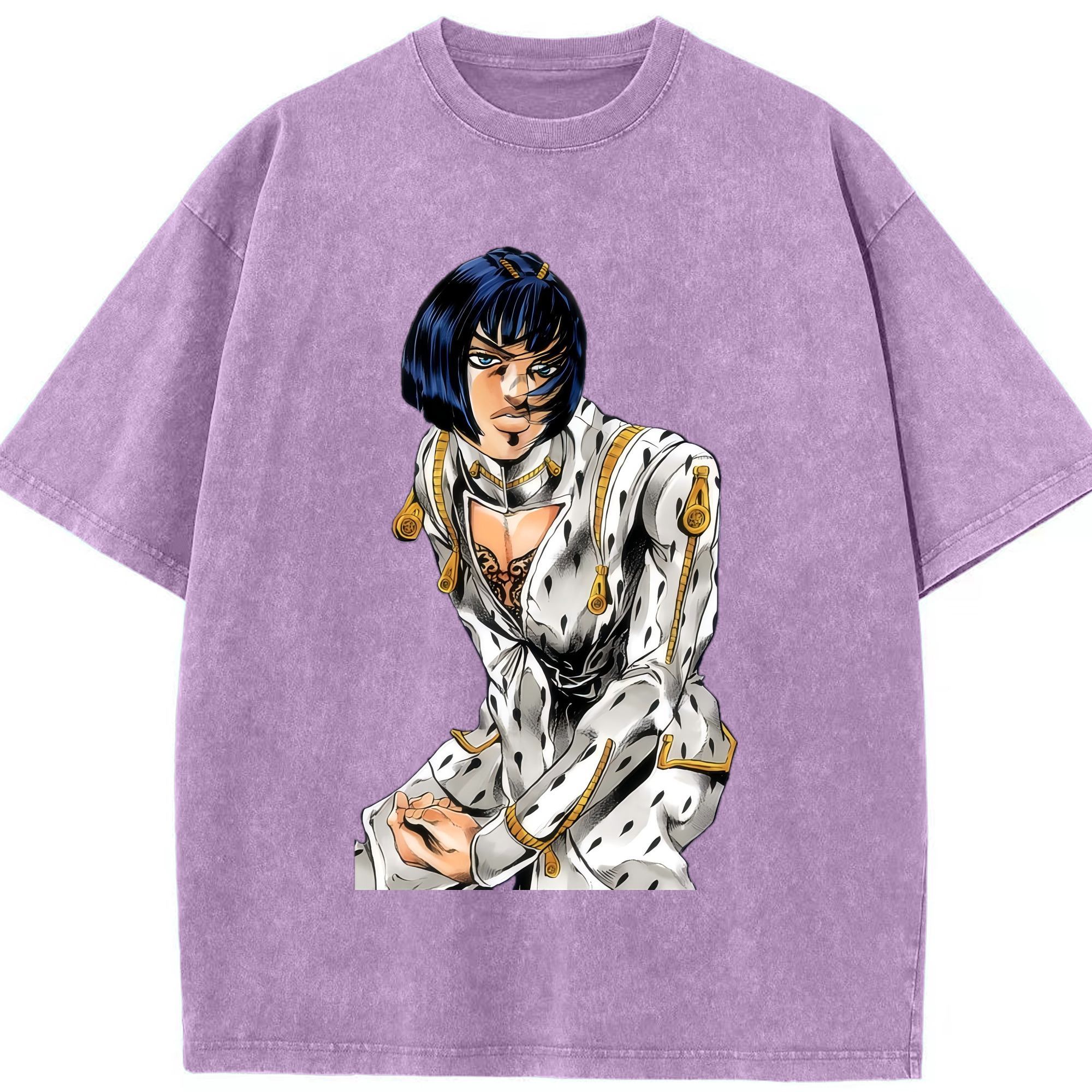 （画像用） ジョジョの奇妙な冒険 ブローノ?ブチャラティ JoJo's Bizarre Adventure Bruno Bucciarati 綿100% ヴィンテージ風 半袖Tシャツ（フロントプリント）