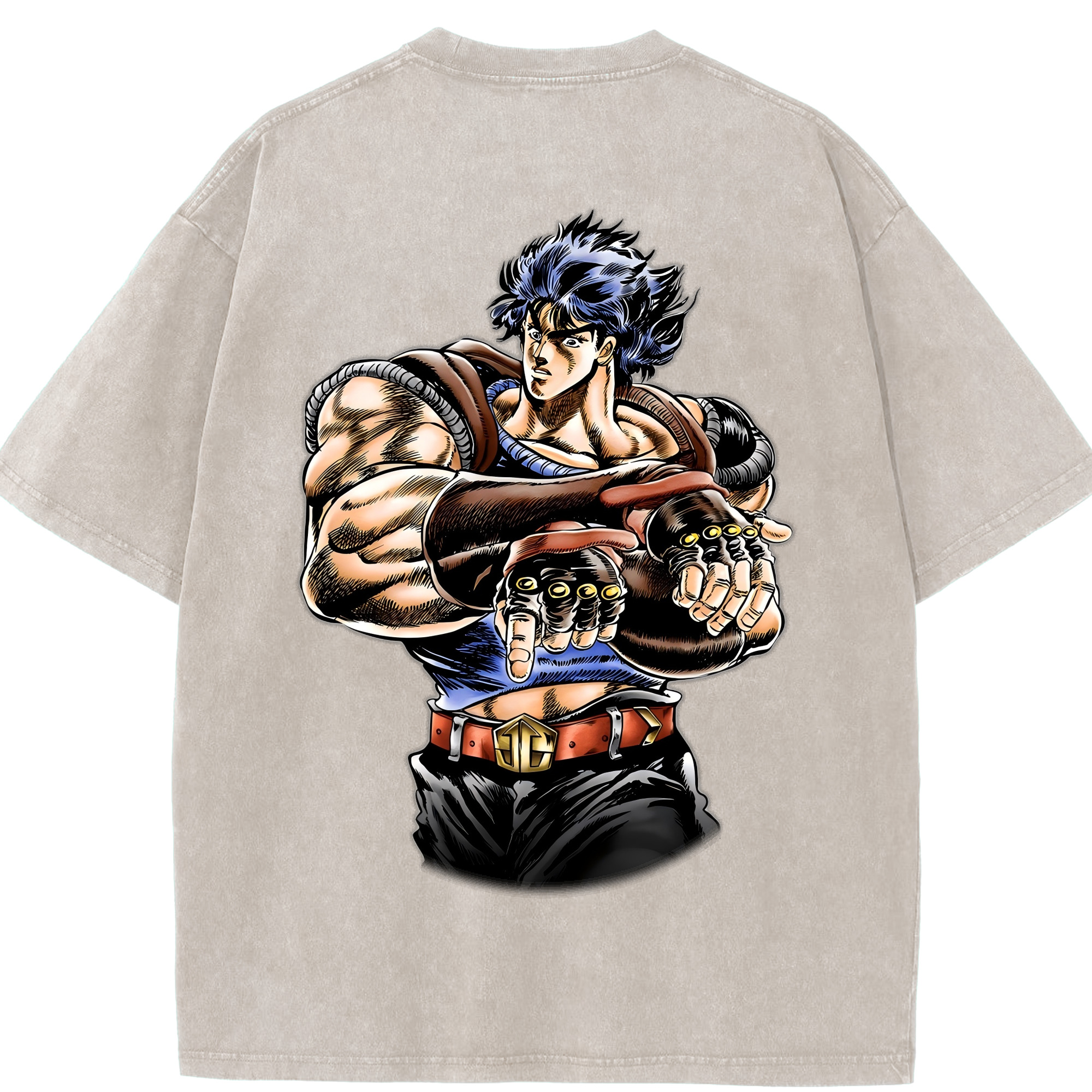 （画像用） ジョジョの奇妙な冒険 /ジョナサン?ジョースター JoJo's Bizarre Adventure Jonathan Joestar 綿100% ヴィンテージ風 半袖Tシャツ（背面プリント）