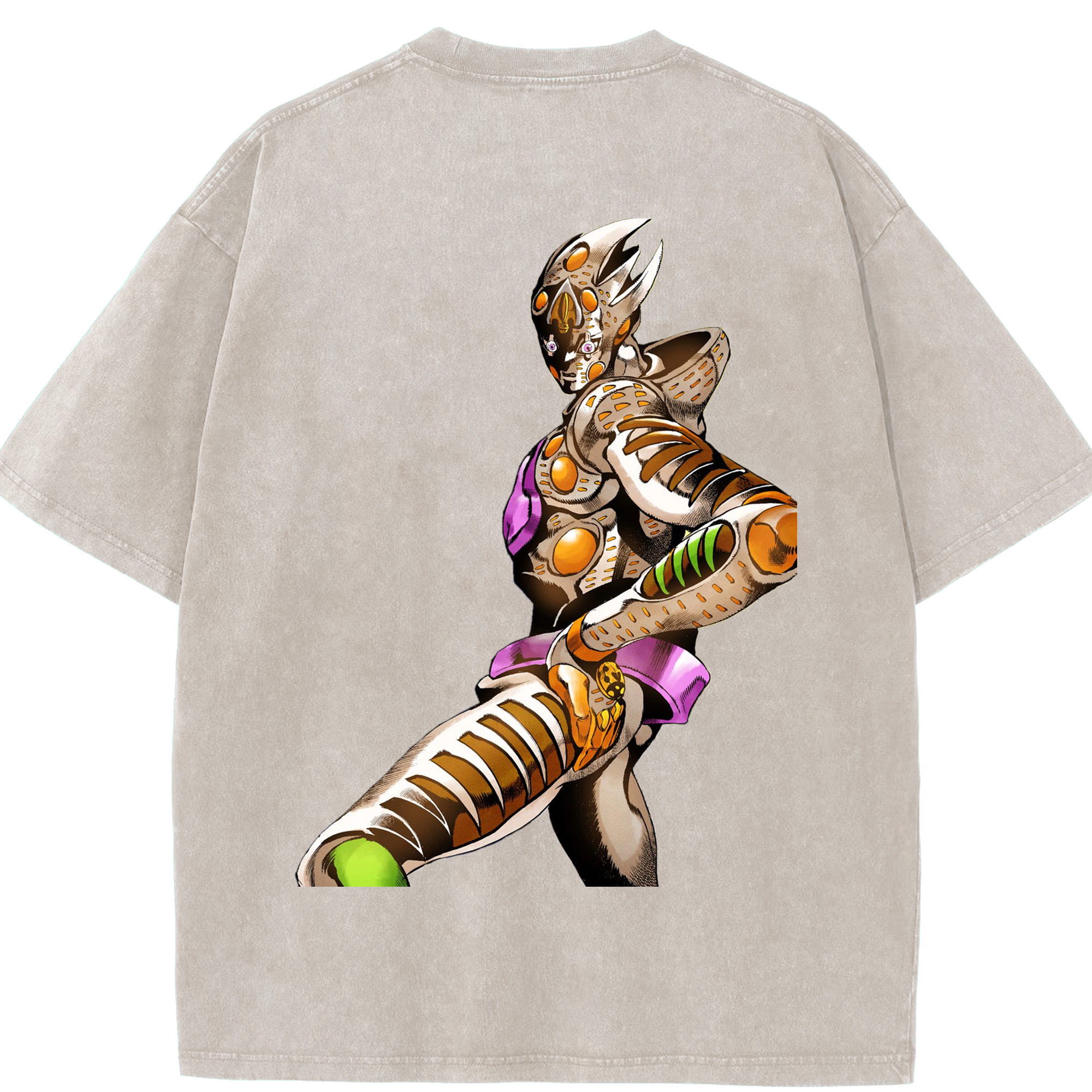 （画像用） ジョジョの奇妙な冒険 ジョルノ?ジョバァーナ JoJo's Bizarre Adventure Giorno Giovanna 綿100% ヴィンテージ風 半袖Tシャツ（背面プリント）