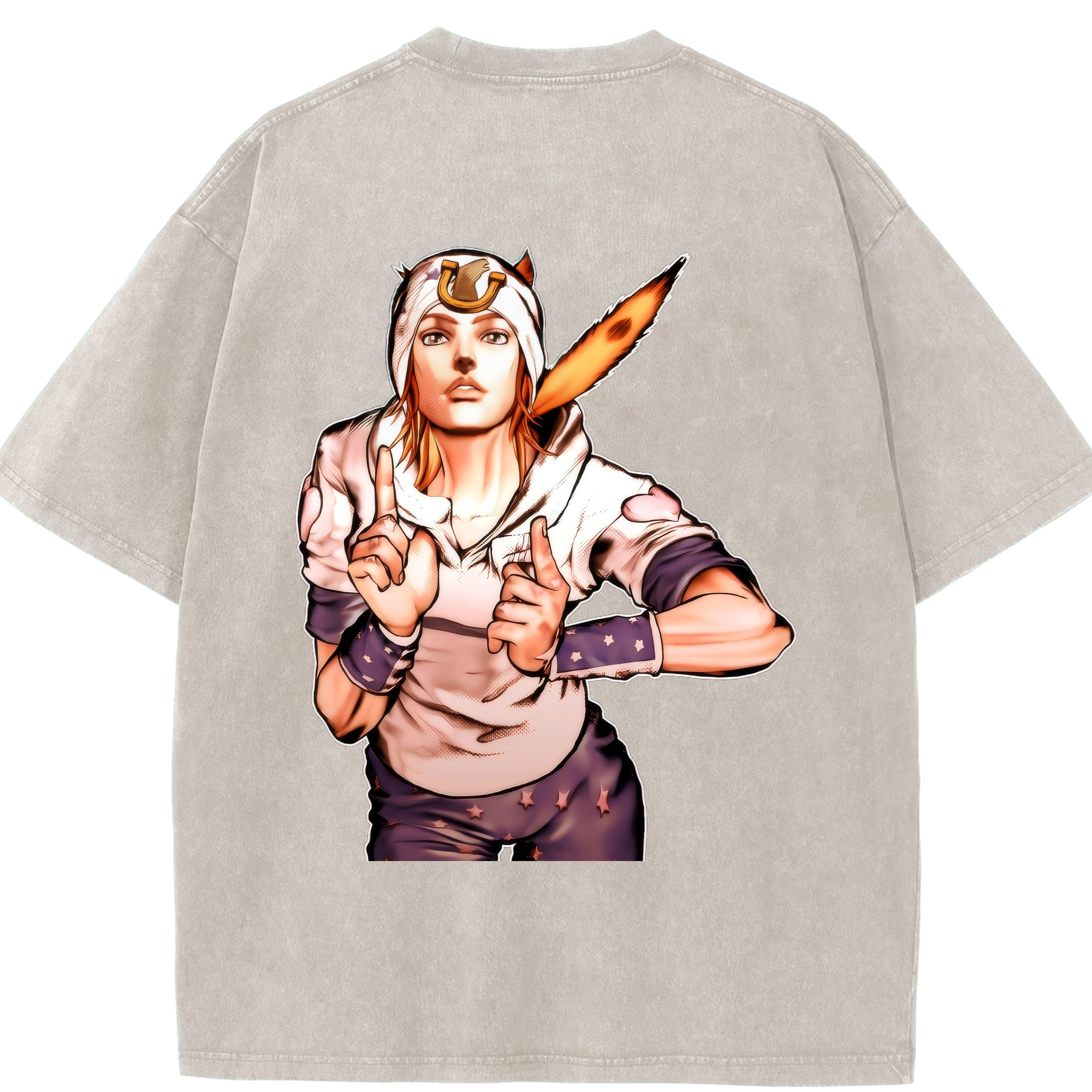 （画像用） ジョジョの奇妙な冒険 ジョナサン?ジョースター JoJo's Bizarre Adventure Jonathan Joestar 綿100% ヴィンテージ風 半袖Tシャツ（背面プリント）