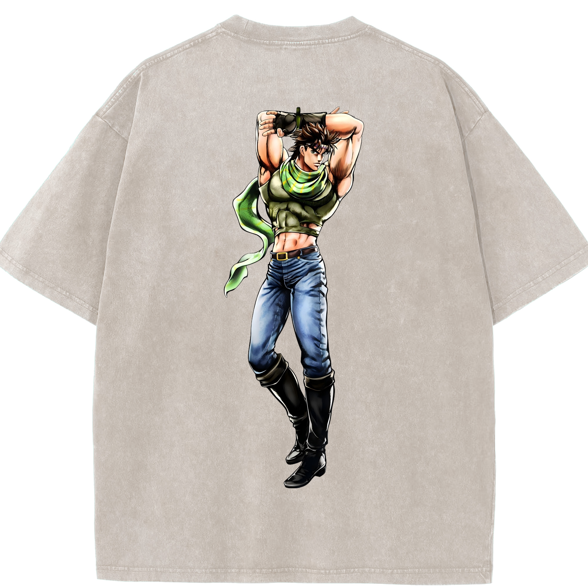 （画像用） ジョジョの奇妙な冒険 ジョセフ?ジョースター JoJo's Bizarre Adventure Joseph Joestar 綿100% ヴィンテージ風 半袖Tシャツ（背面プリント）
