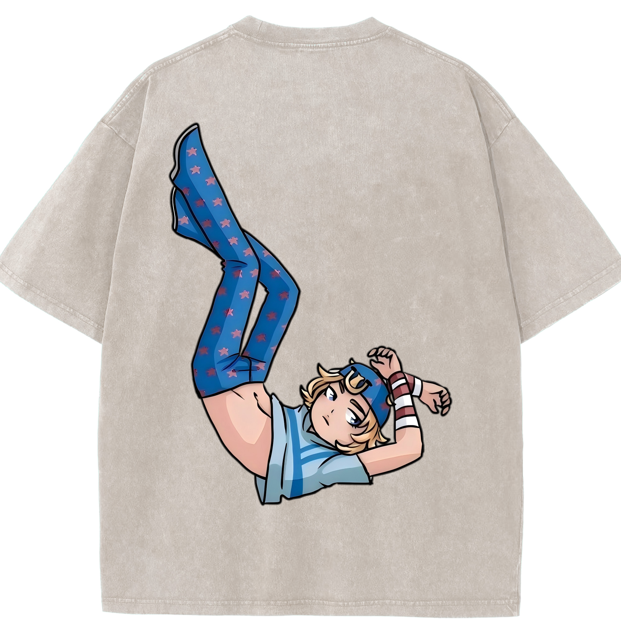 （画像用） ジョジョの奇妙な冒険 グイード?ミスタ JoJo's Bizarre Adventure Guido Mista 綿100% ヴィンテージ風 半袖Tシャツ（背面プリント）