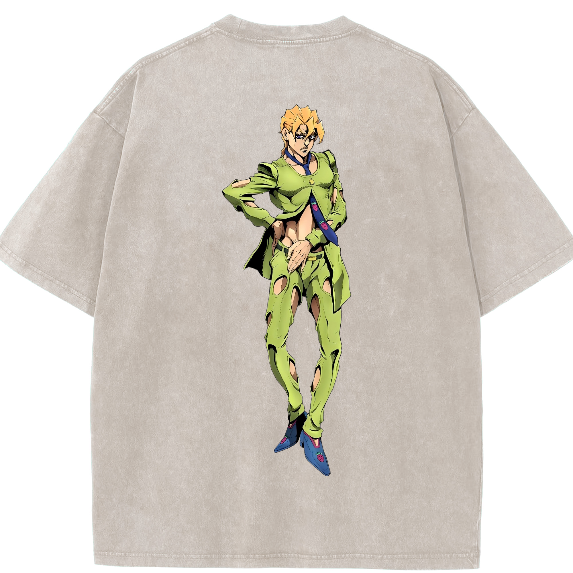 （画像用） ジョジョの奇妙な冒険 パンナコッタ?フー JoJo's Bizarre Adventure Pannacotta Fugo 綿100% ヴィンテージ風 半袖Tシャツ（背面プリント）