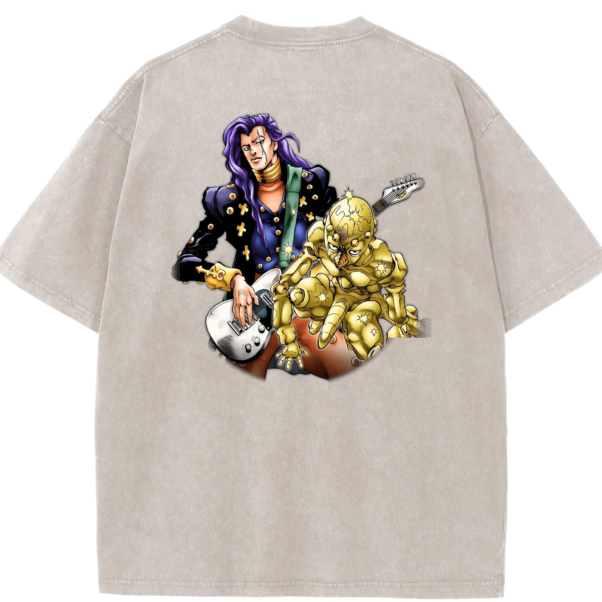 （画像用） ジョジョの奇妙な冒険 おといし あきら JoJo's Bizarre Adventure Akira Otoishi 綿100% ヴィンテージ風 半袖Tシャツ（背面プリント）