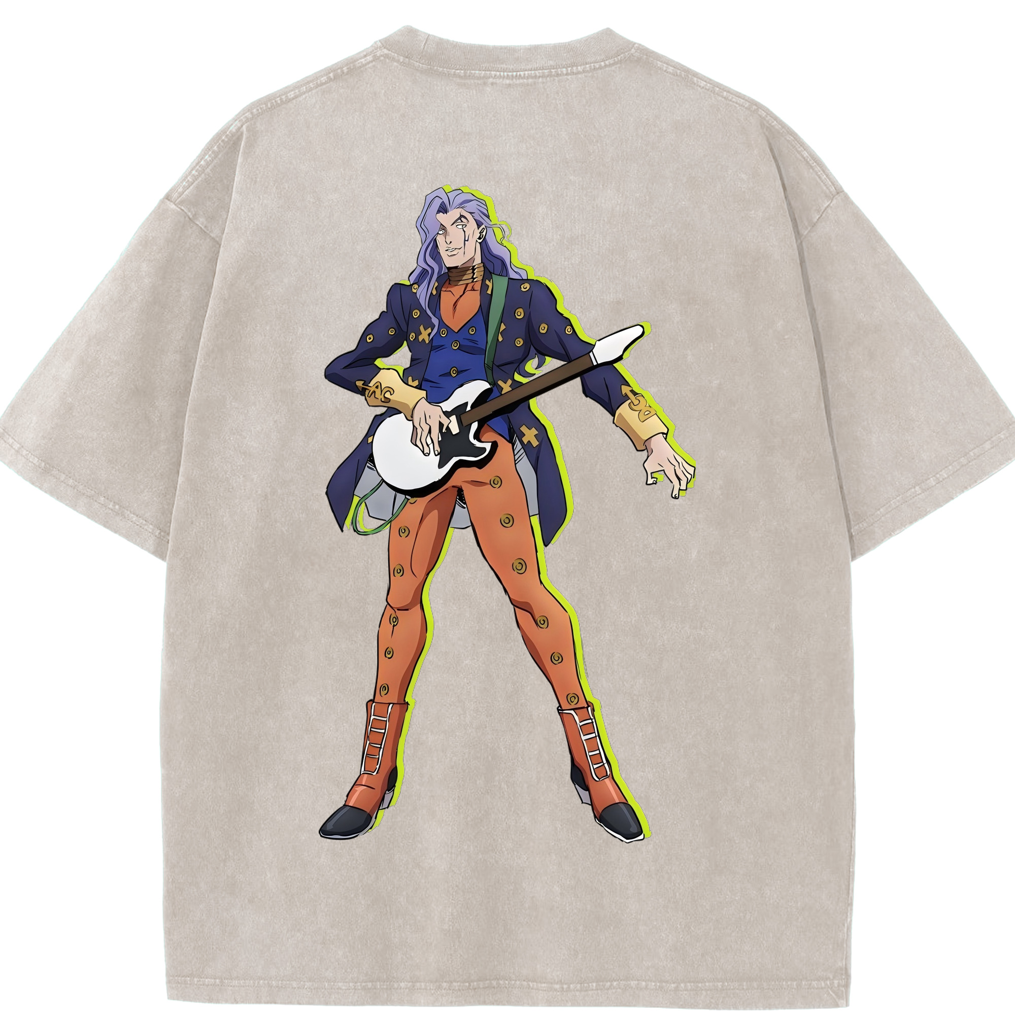 （画像用） ジョジョの奇妙な冒険 おといし あきら JoJo's Bizarre Adventure Akira Otoishi 綿100% ヴィンテージ風 半袖Tシャツ（背面プリント）