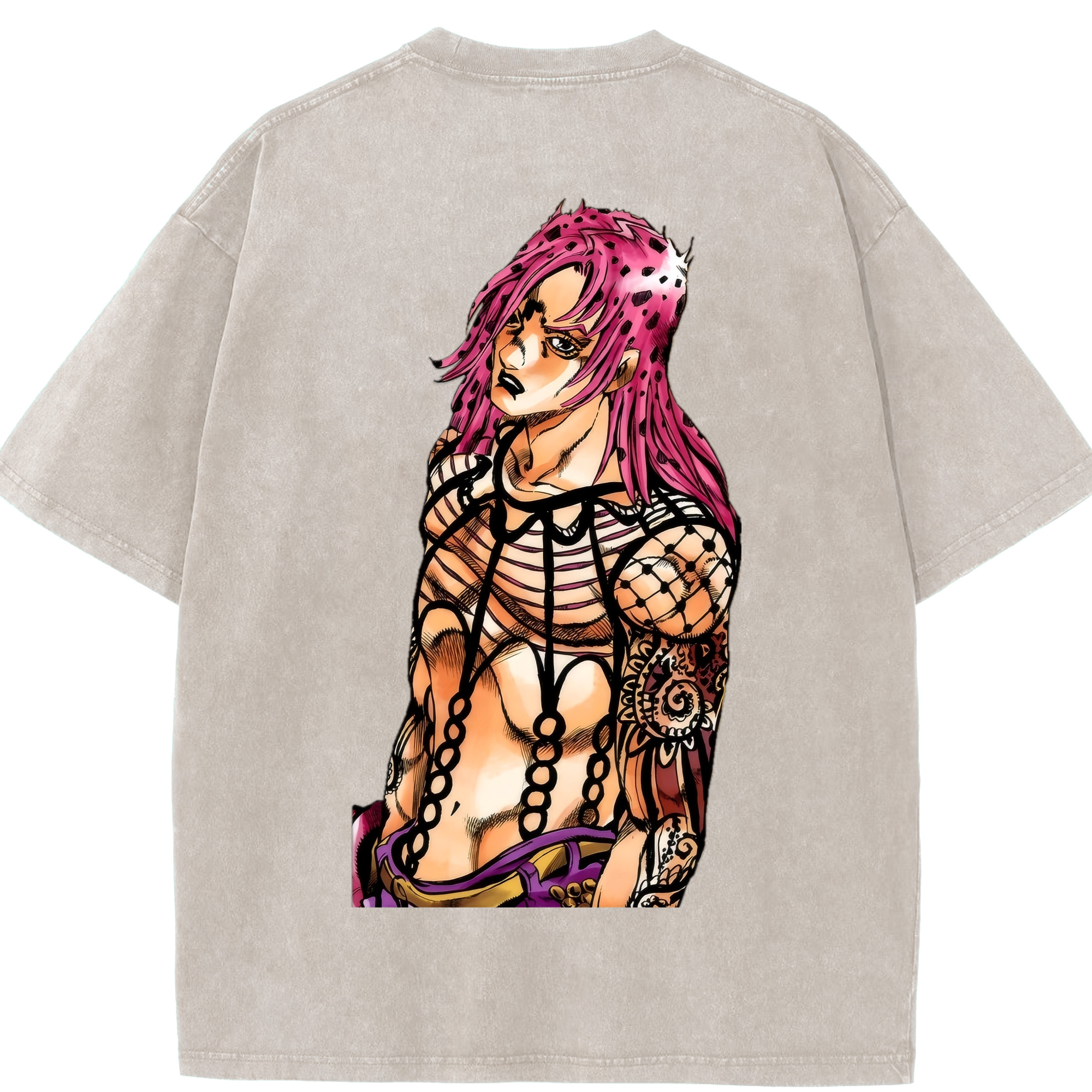 （画像用） ジョジョの奇妙な冒険 ビネガー?ドッピオ JoJo's Bizarre Adventure Vinegar Doppio 綿100% ヴィンテージ風 半袖Tシャツ（背面プリント）
