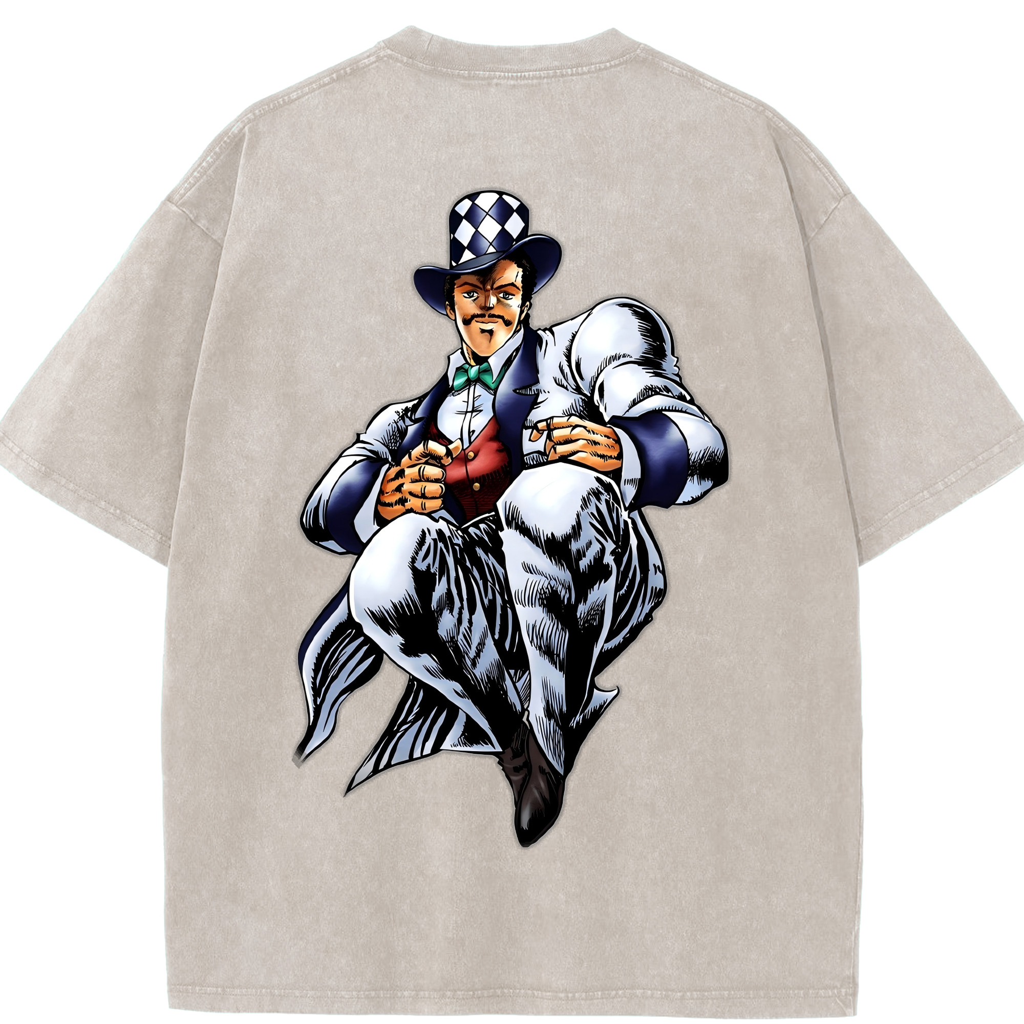 （画像用） ジョジョの奇妙な冒険 ウィル?アントニオ?ツェペリ JoJo's Bizarre Adventure Will Anthonio Zeppeli 綿100% ヴィンテージ風 半袖Tシャツ（背面プリント）
