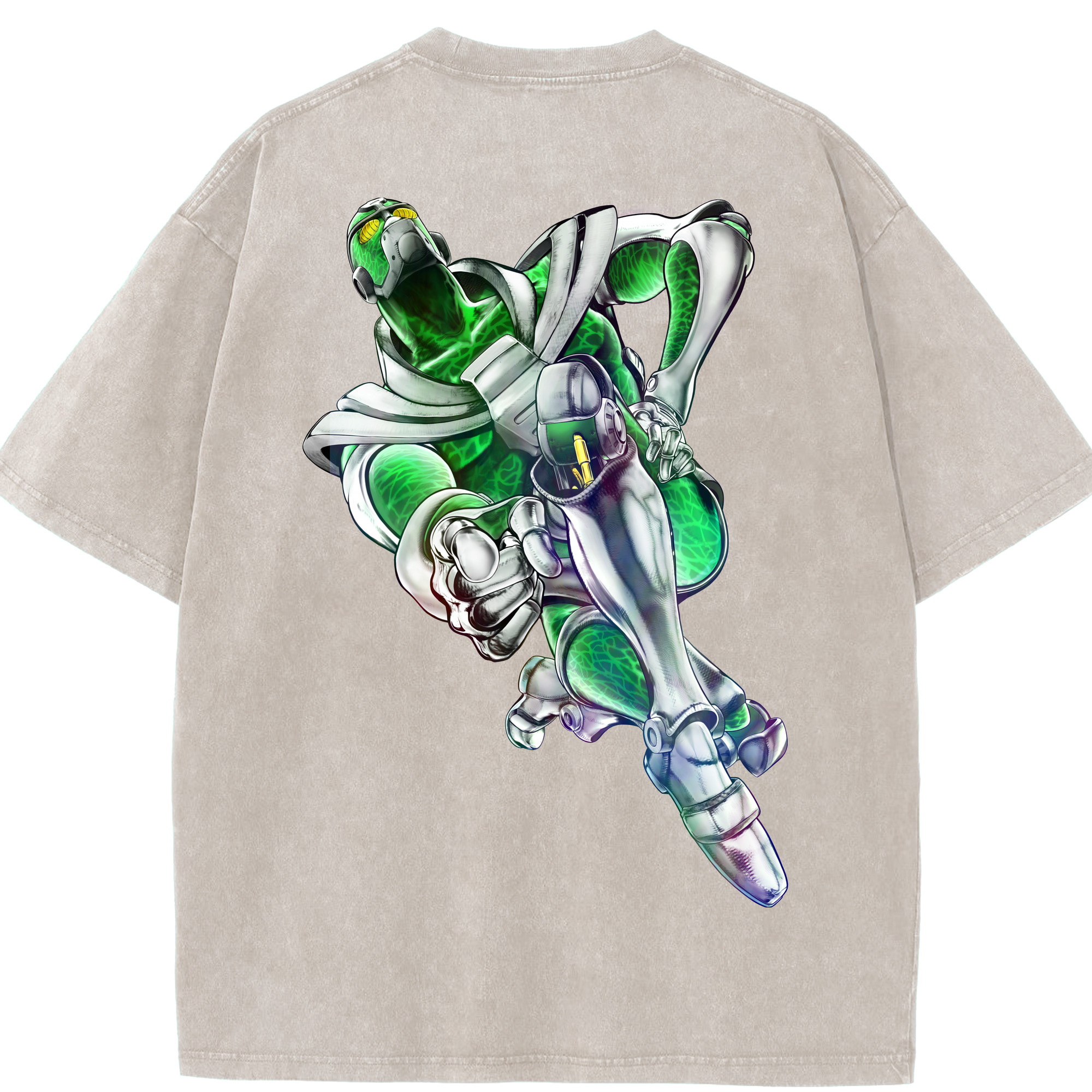 （画像用） ジョジョの奇妙な冒険 花京院 典明（かきょういん のりあき） JoJo's Bizarre Adventure Kakyoin Noriaki 綿100% ヴィンテージ風 半袖Tシャツ（背面プリント）