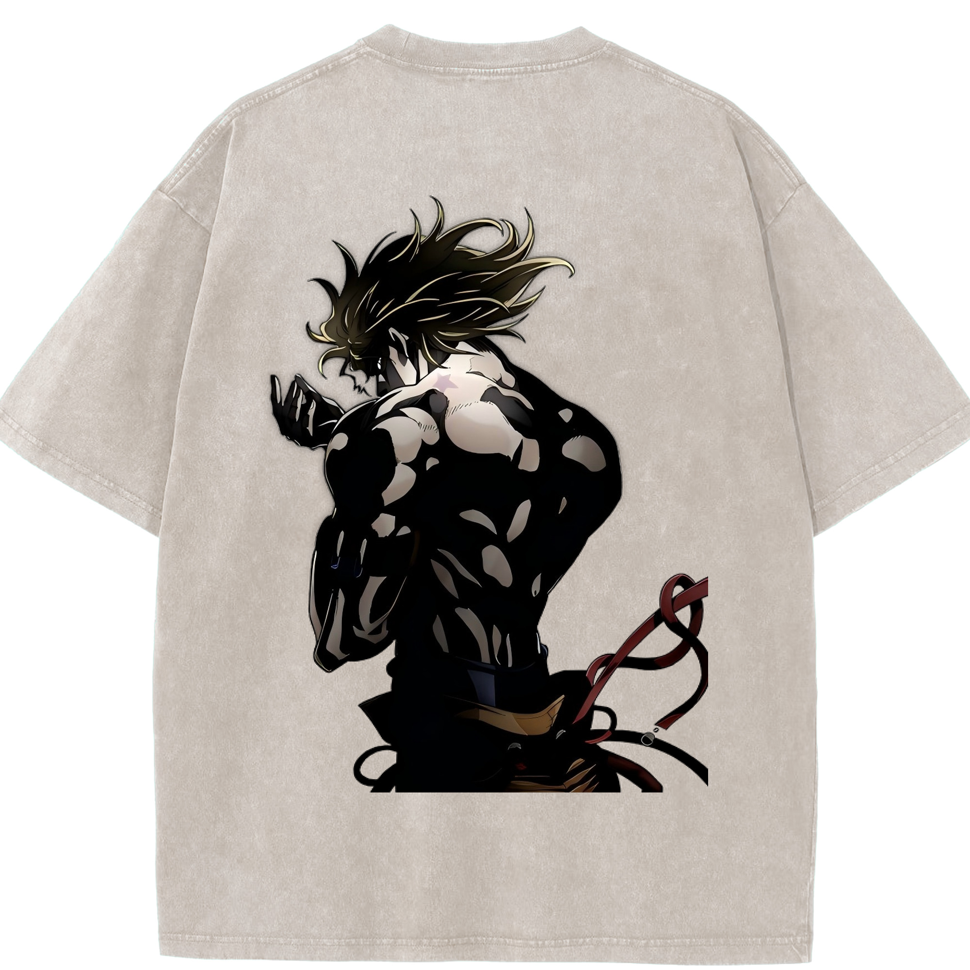 （画像用） ジョジョの奇妙な冒険 ディオ?ブランドー JoJo's Bizarre Adventure Dio Brando 綿100% ヴィンテージ風 半袖Tシャツ（背面プリント）