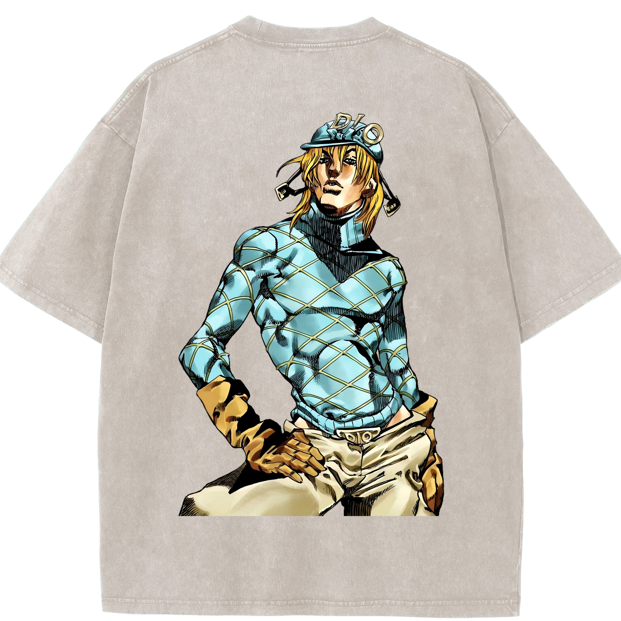 （画像用） ジョジョの奇妙な冒険 ディオ?ブランドー JoJo's Bizarre Adventure Dio Brando 綿100% ヴィンテージ風 半袖Tシャツ（背面プリント）