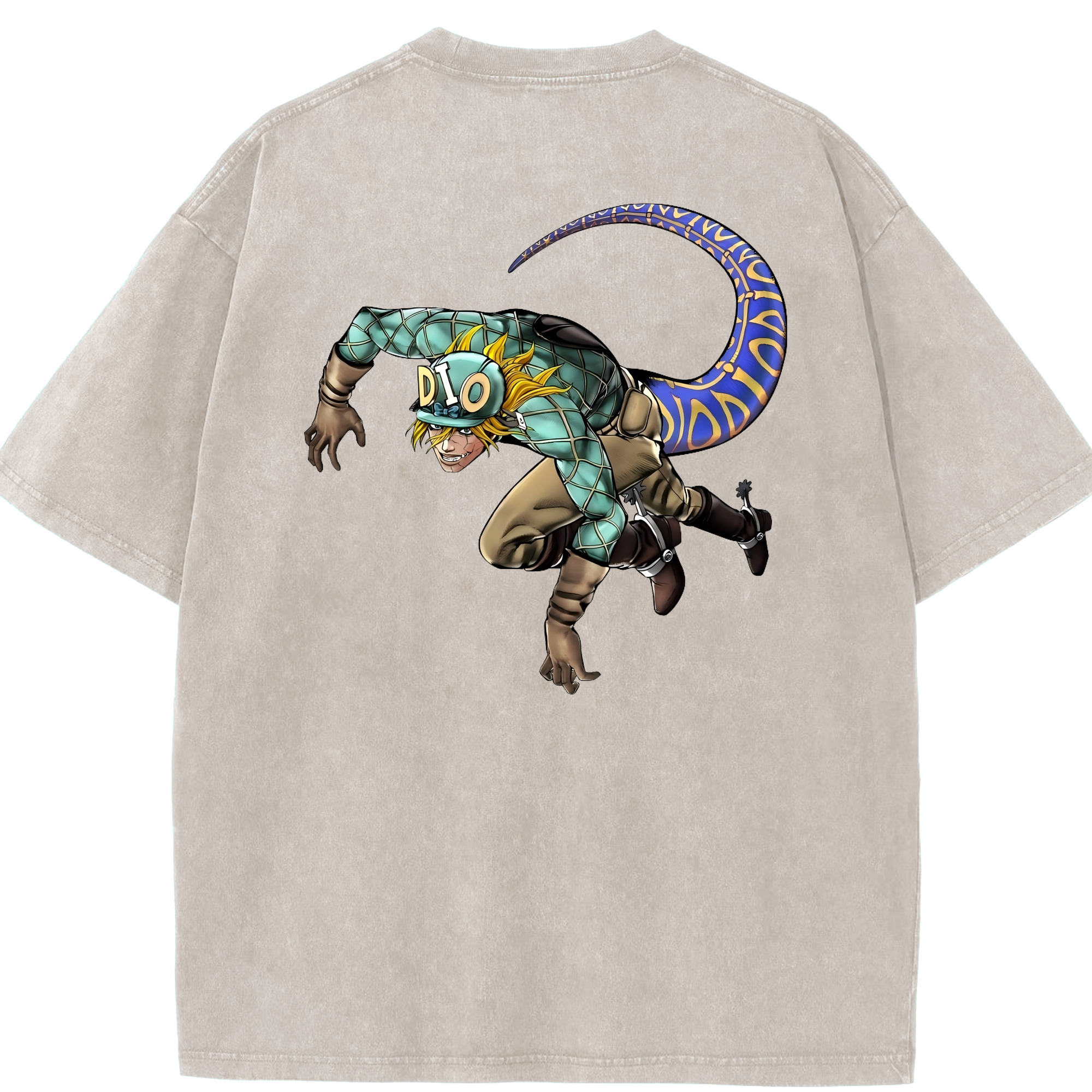 （画像用） ジョジョの奇妙な冒険 ディオ?ブランドー JoJo's Bizarre Adventure Dio Brando 綿100% ヴィンテージ風 半袖Tシャツ（背面プリント）