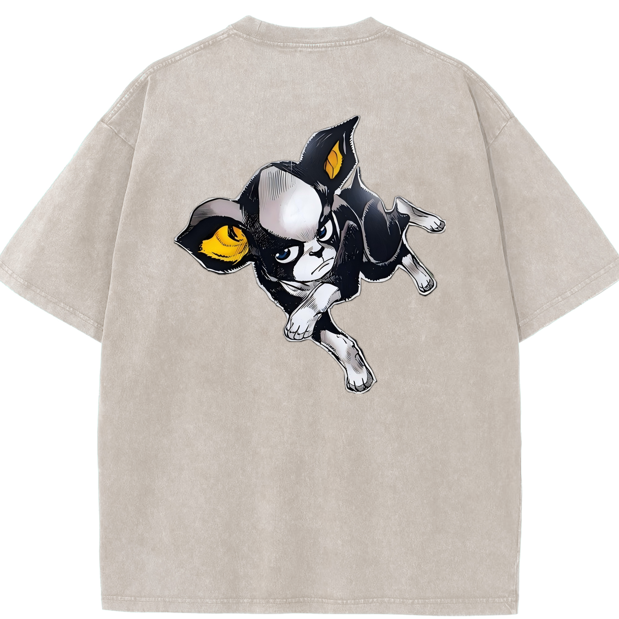 （画像用） ジョジョの奇妙な冒険 イギー JoJo's Bizarre Adventure Iggy 綿100% ヴィンテージ風 半袖Tシャツ（背面プリント）