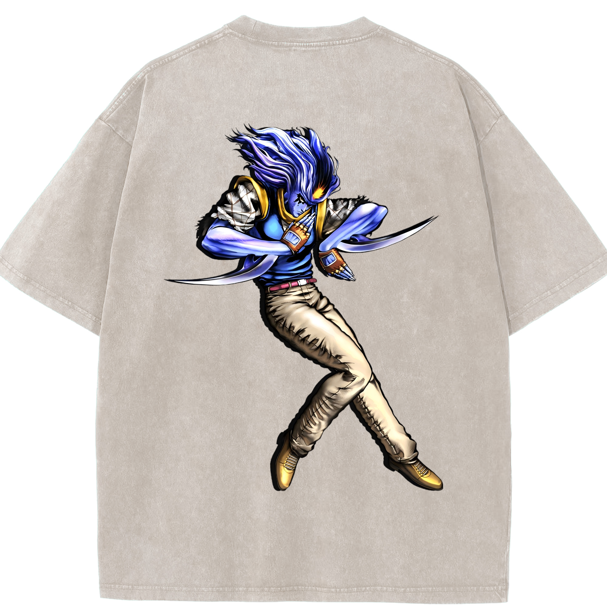 （画像用） ジョジョの奇妙な冒険 JoJo's Bizarre Adventure 綿100% ヴィンテージ風 半袖Tシャツ（背面プリント）