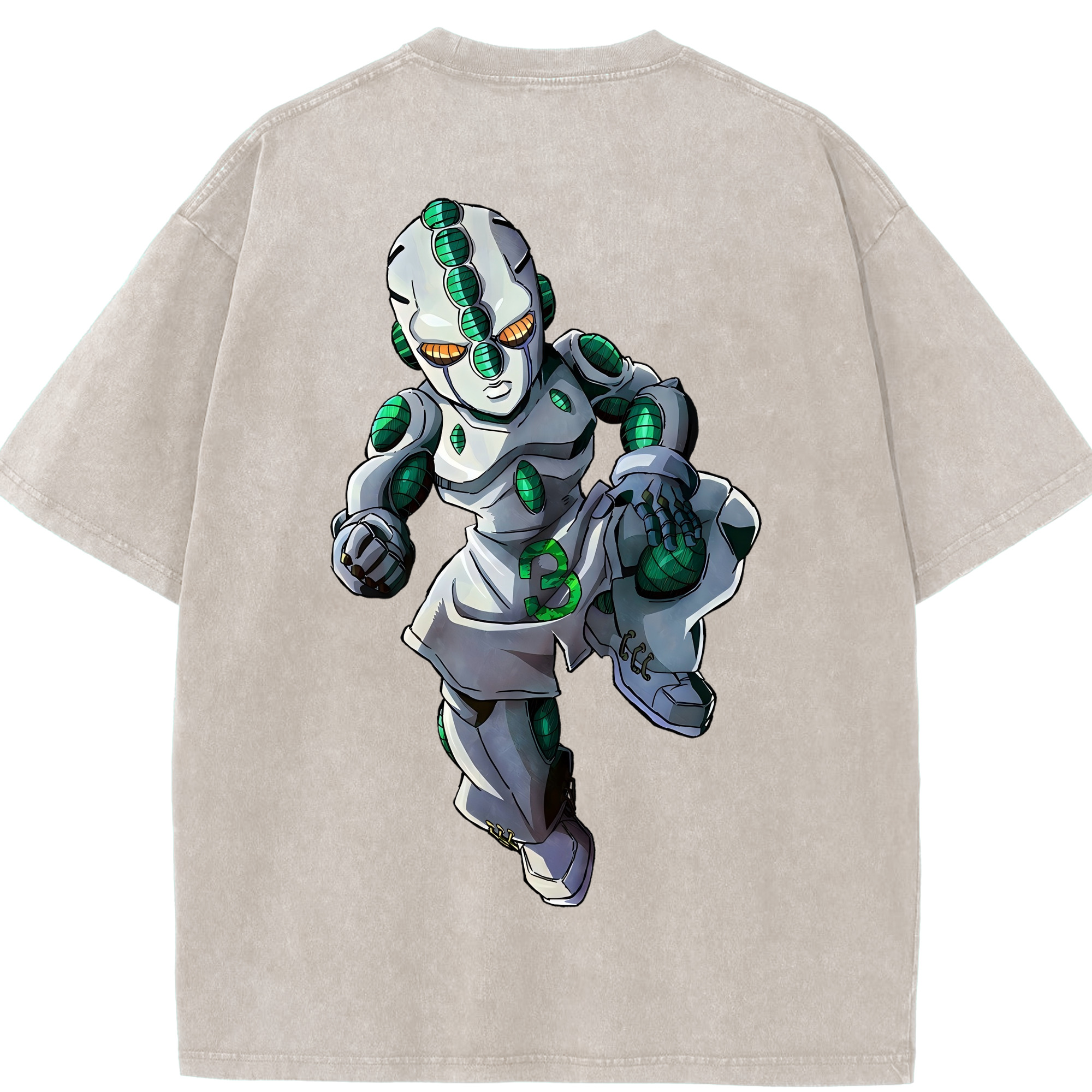 （画像用） ジョジョの奇妙な冒険 広瀨康一 JoJo's Bizarre Adventure Hirose Koichi 綿100% ヴィンテージ風 半袖Tシャツ（背面プリント）