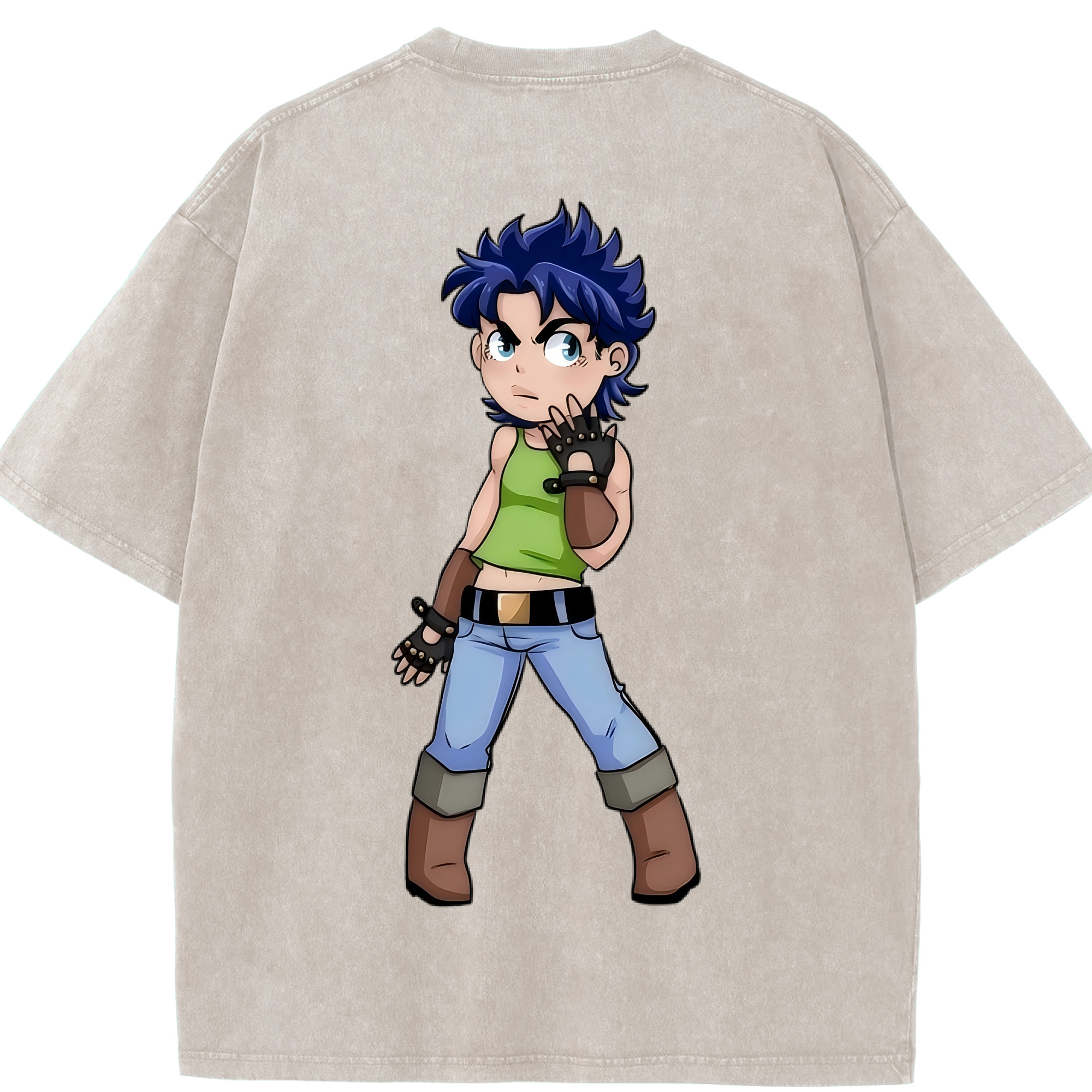 （画像用） ジョジョの奇妙な冒険 広瀨康一 JoJo's Bizarre Adventure Hirose Koichi 綿100% ヴィンテージ風 半袖Tシャツ（背面プリント）
